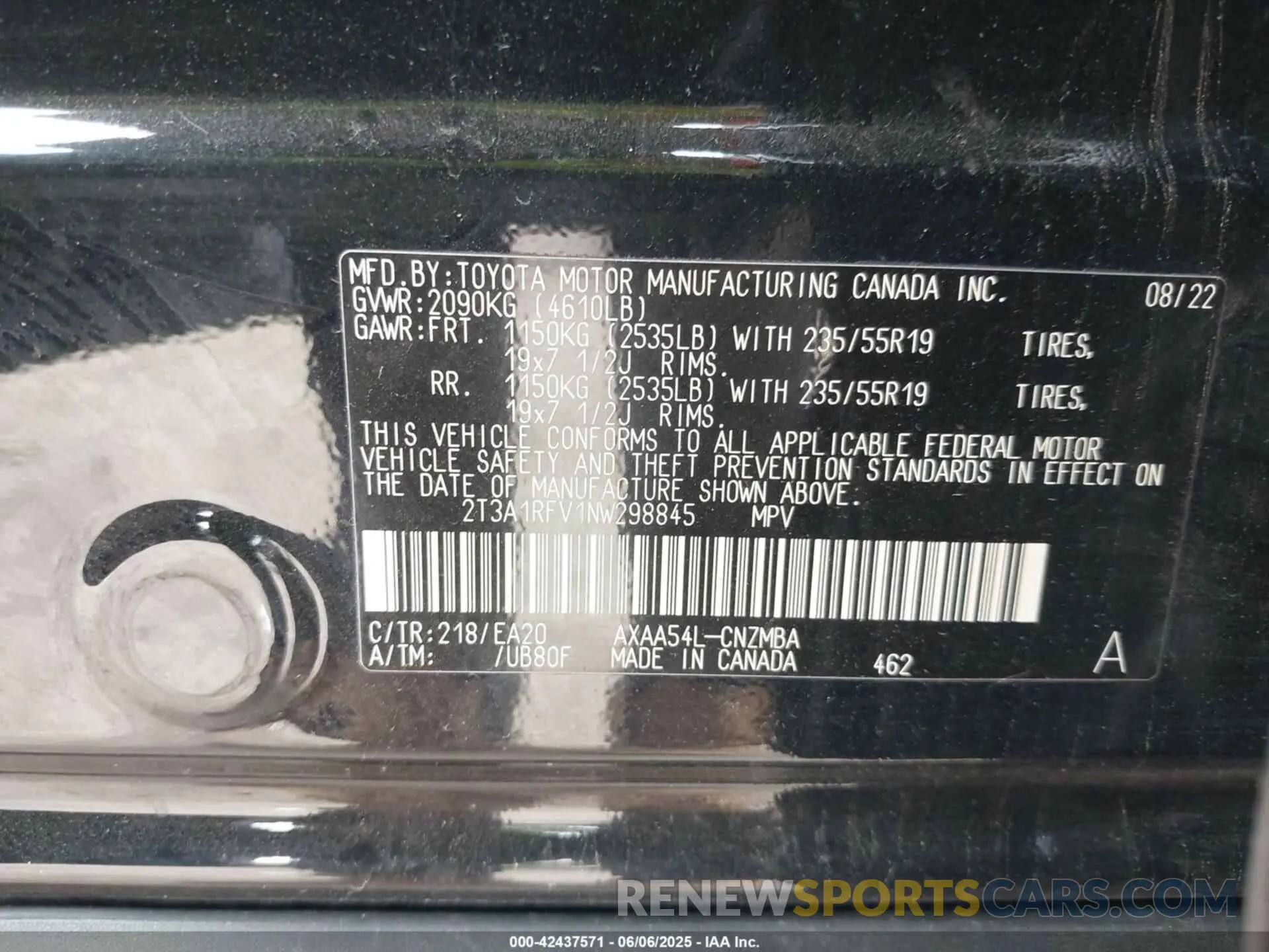 9 Photograph of a damaged car 2T3A1RFV1NW298845 TOYOTA RAV4 2022