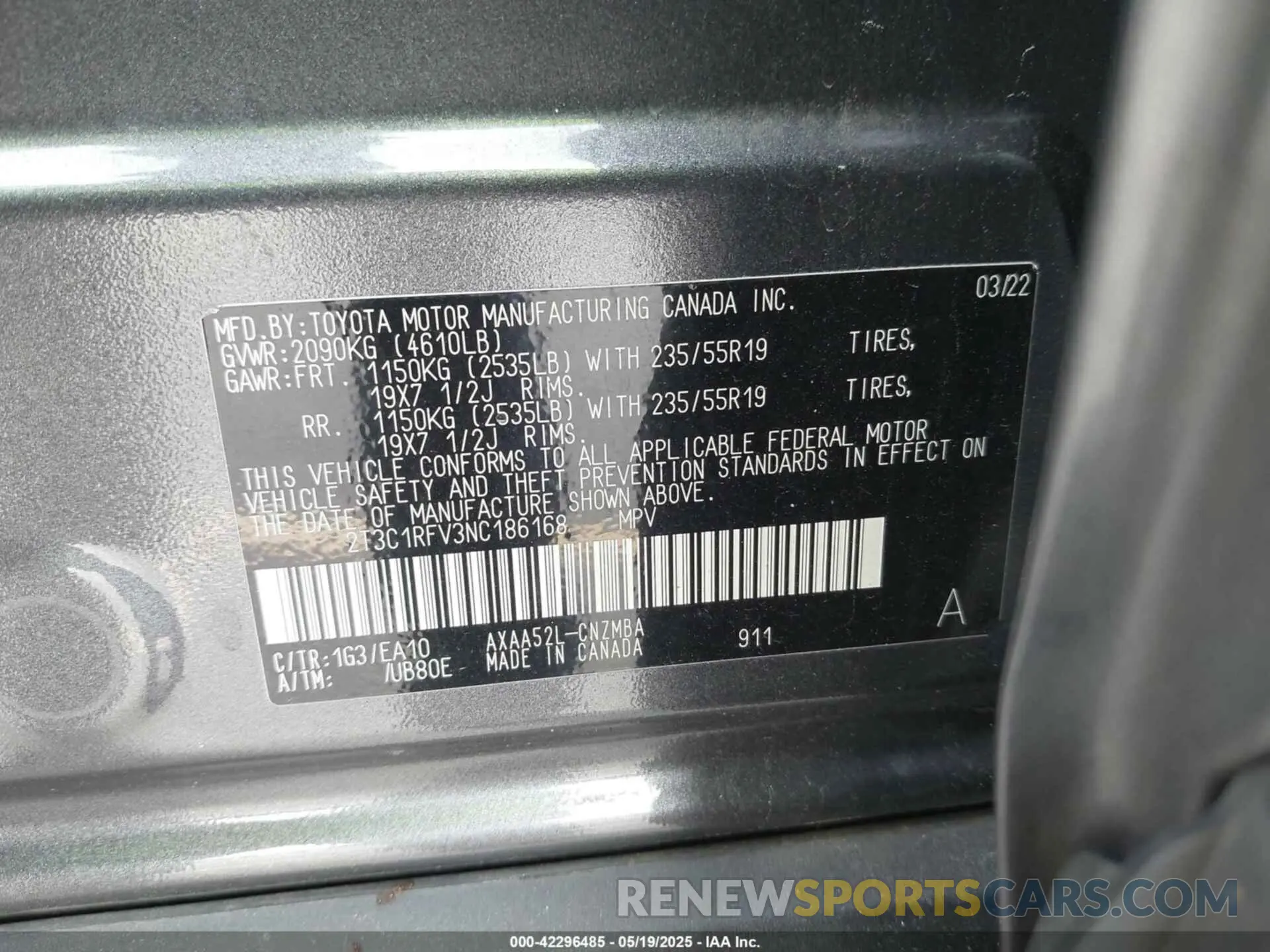 9 Photograph of a damaged car 2T3C1RFV3NC186168 TOYOTA RAV4 2022