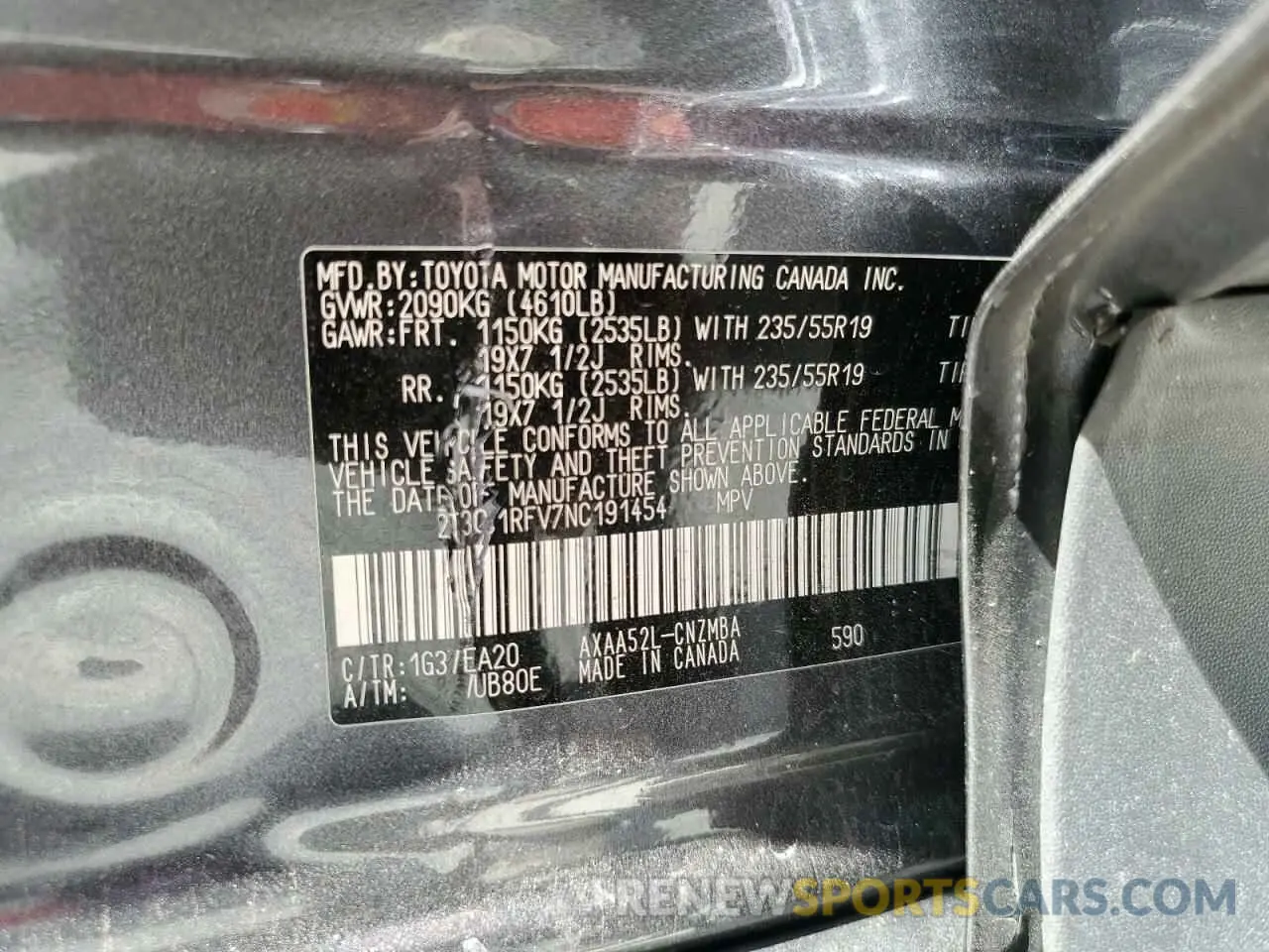 13 Photograph of a damaged car 2T3C1RFV7NC191454 TOYOTA RAV4 2022