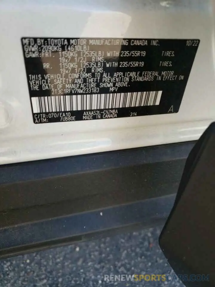 13 Photograph of a damaged car 2T3C1RFV7NW233183 TOYOTA RAV4 2022