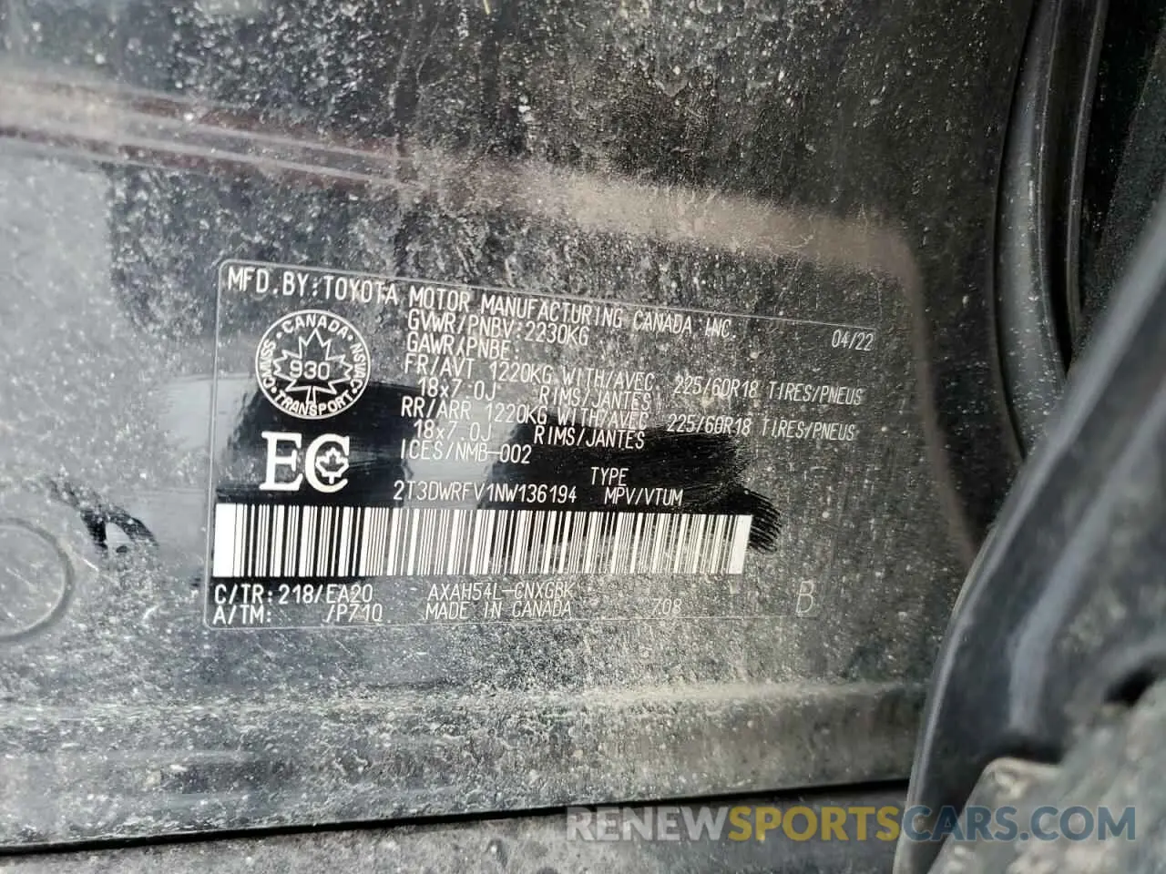12 Photograph of a damaged car 2T3DWRFV1NW136194 TOYOTA RAV4 2022