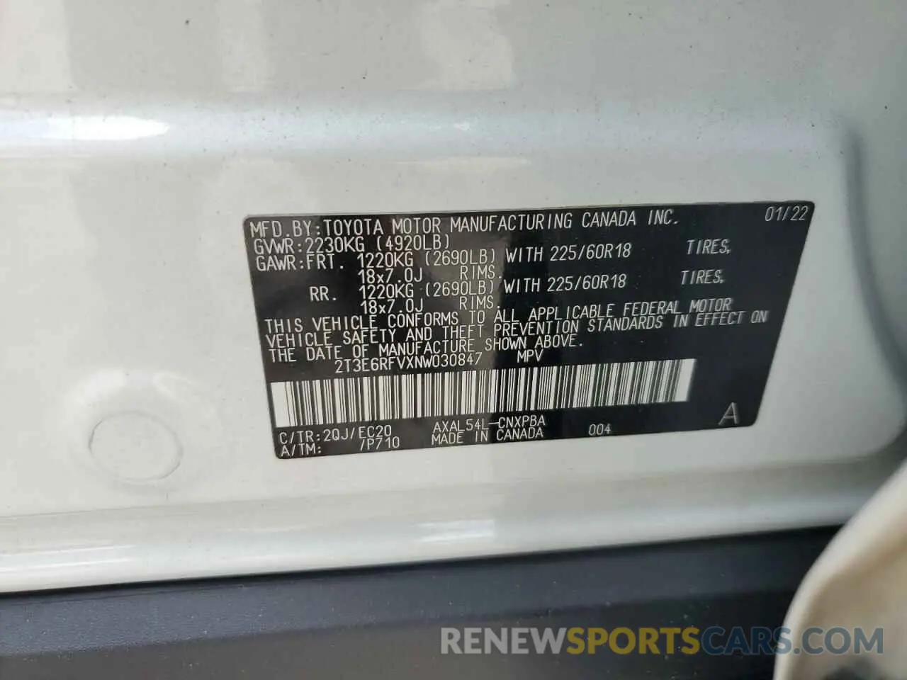 13 Photograph of a damaged car 2T3E6RFVXNW030847 TOYOTA RAV4 2022