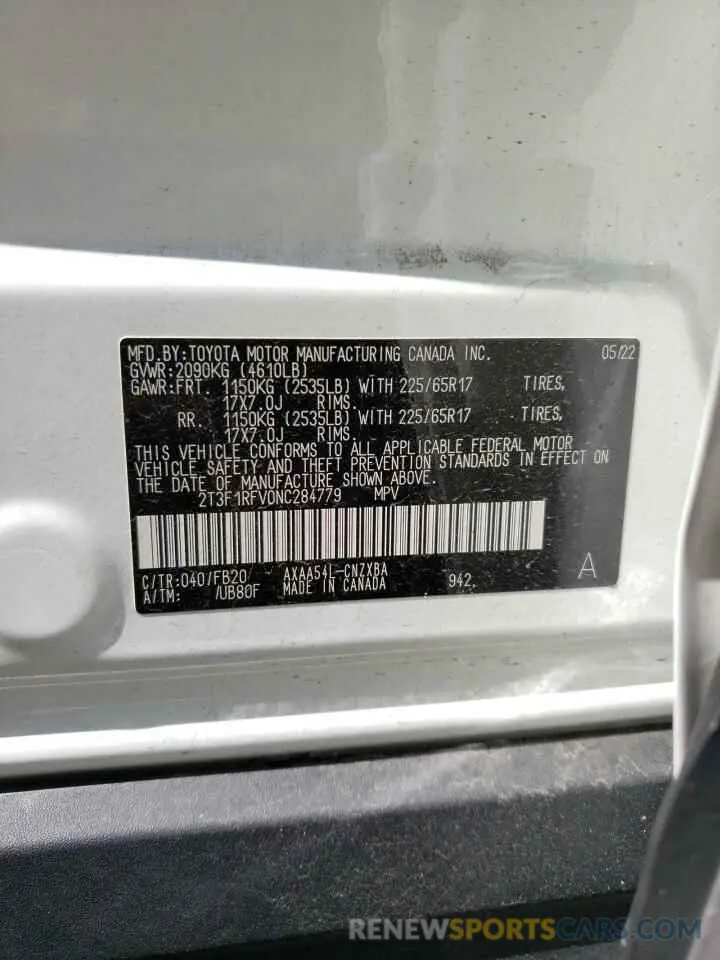 13 Photograph of a damaged car 2T3F1RFV0NC284779 TOYOTA RAV4 2022