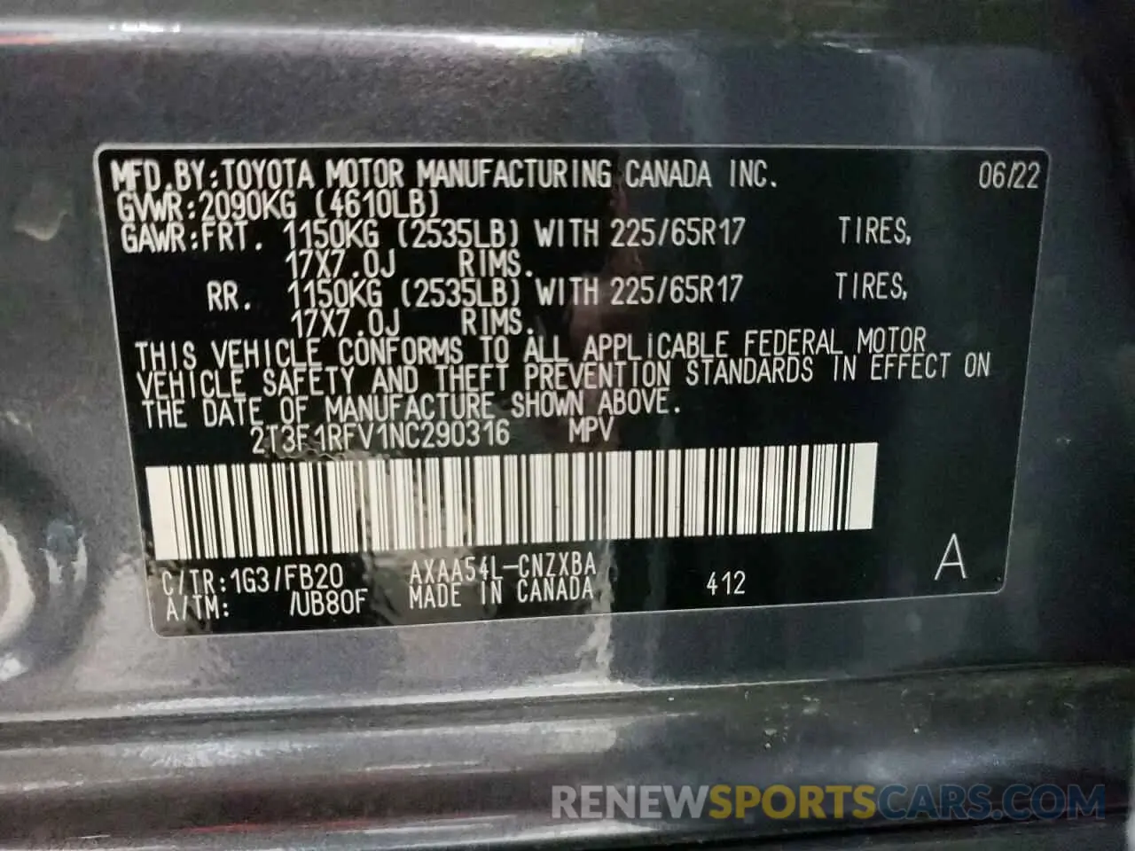 14 Photograph of a damaged car 2T3F1RFV1NC290316 TOYOTA RAV4 2022