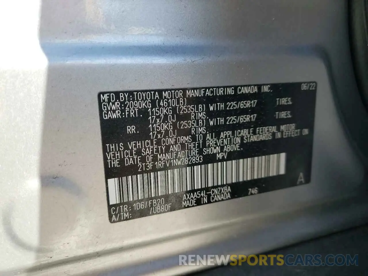 13 Photograph of a damaged car 2T3F1RFV1NW282893 TOYOTA RAV4 2022