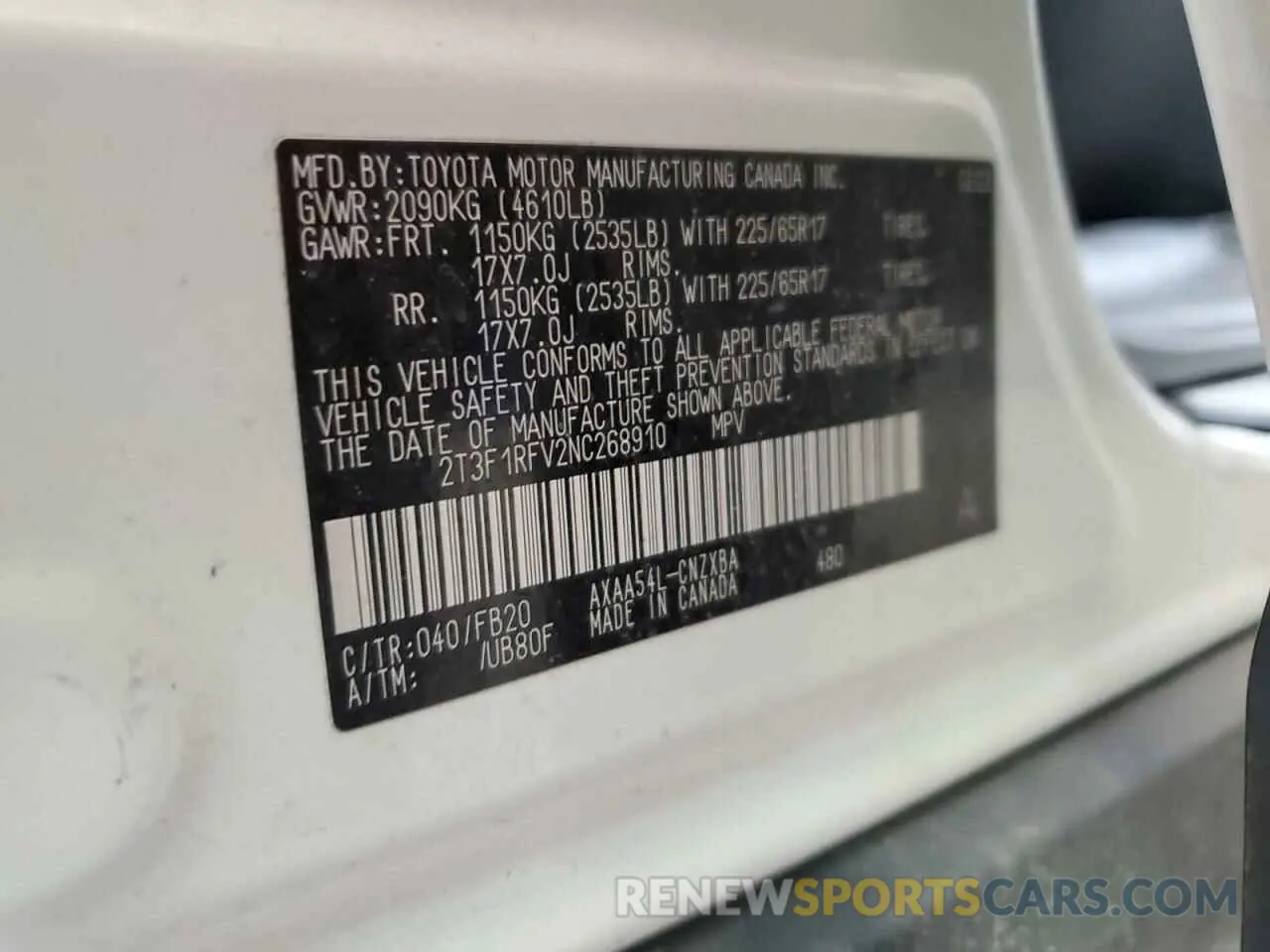 13 Photograph of a damaged car 2T3F1RFV2NC268910 TOYOTA RAV4 2022