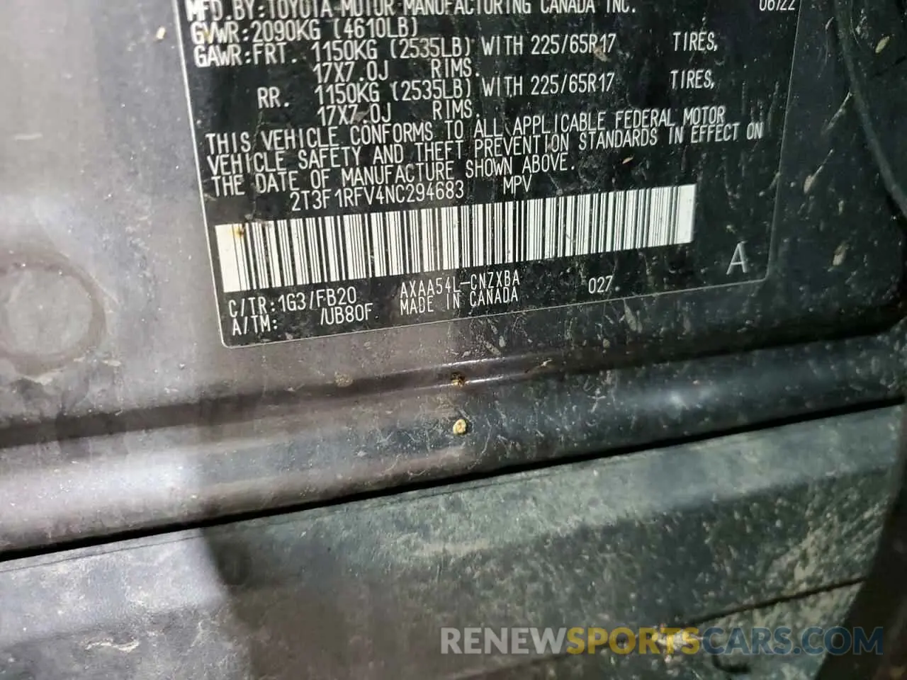 14 Photograph of a damaged car 2T3F1RFV4NC294683 TOYOTA RAV4 2022