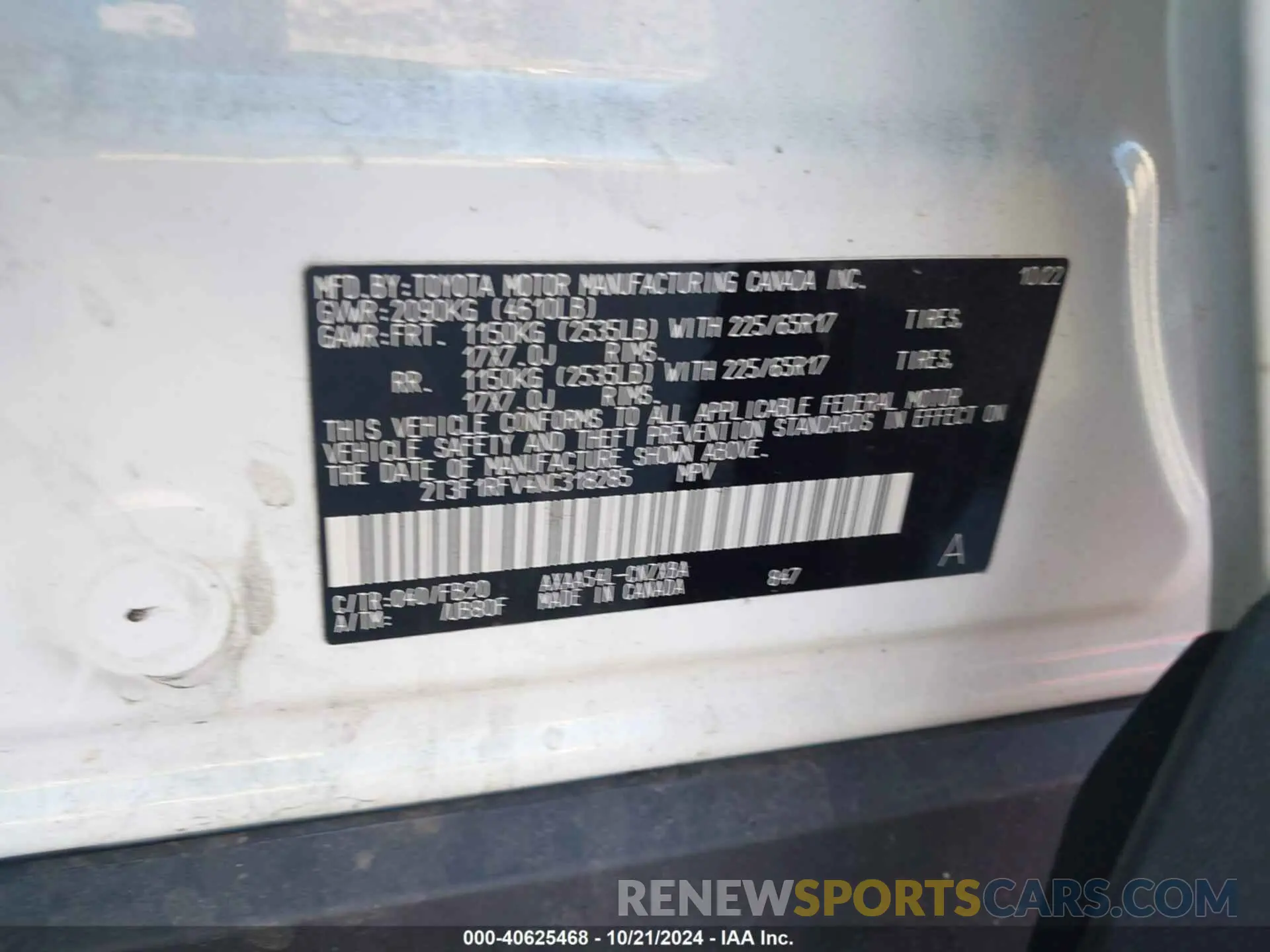 9 Photograph of a damaged car 2T3F1RFV4NC318285 TOYOTA RAV4 2022