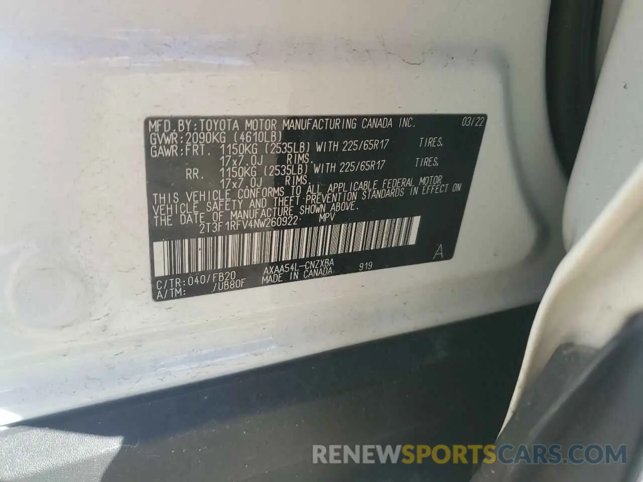 15 Photograph of a damaged car 2T3F1RFV4NW260922 TOYOTA RAV4 2022