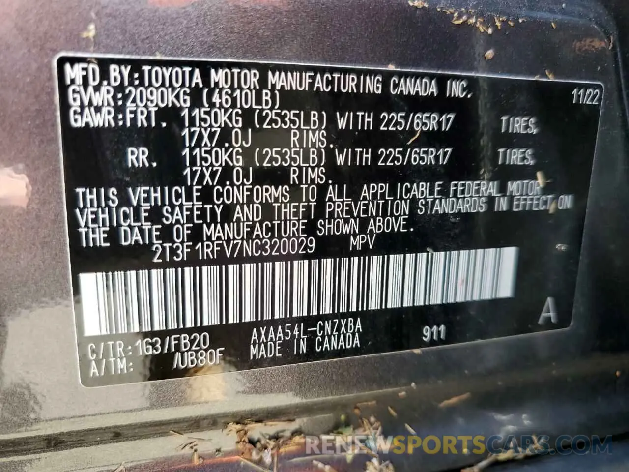13 Photograph of a damaged car 2T3F1RFV7NC320029 TOYOTA RAV4 2022