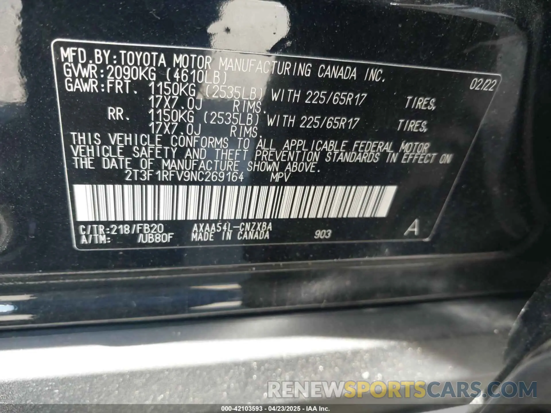 9 Photograph of a damaged car 2T3F1RFV9NC269164 TOYOTA RAV4 2022