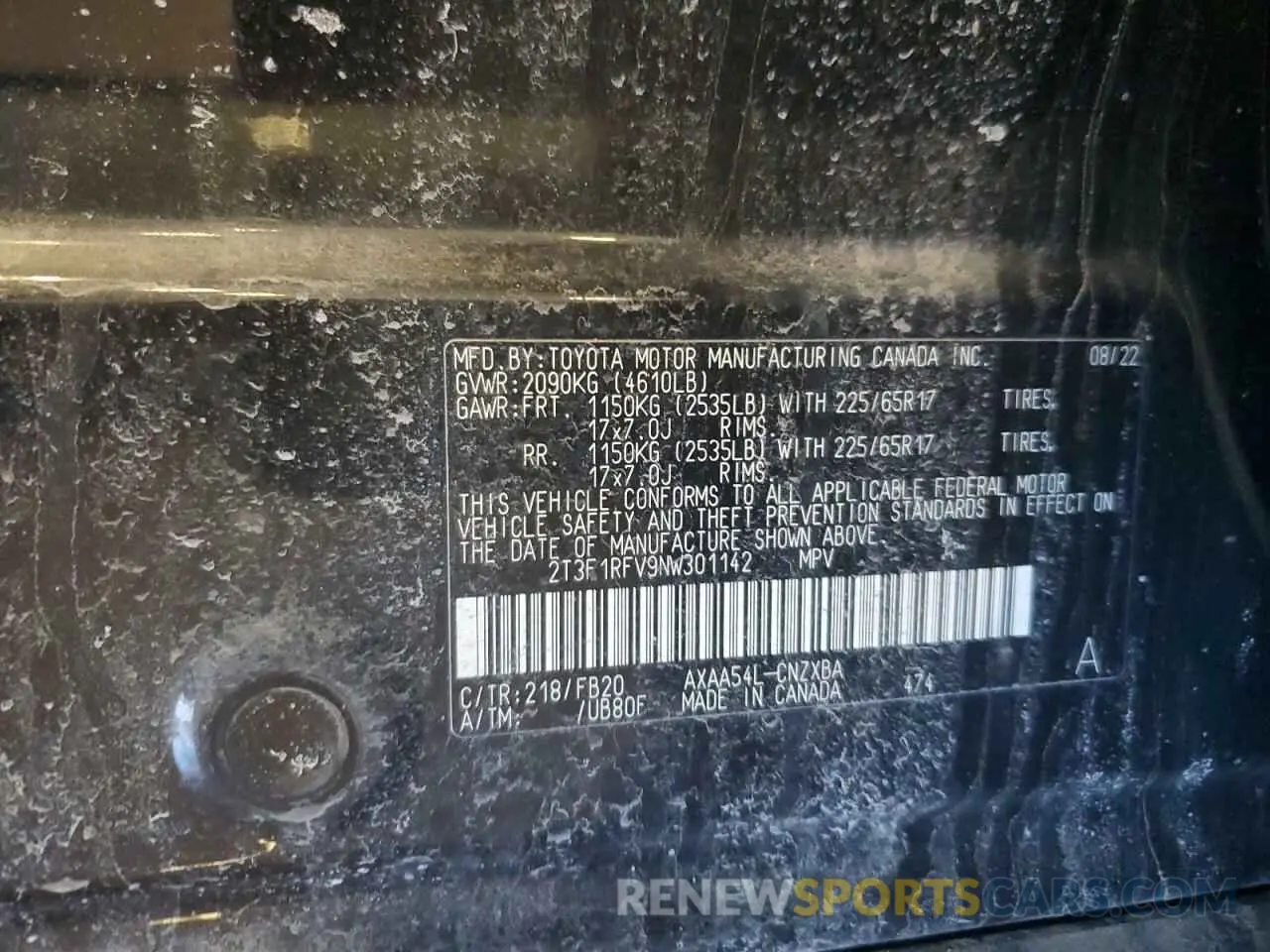 13 Photograph of a damaged car 2T3F1RFV9NW301142 TOYOTA RAV4 2022