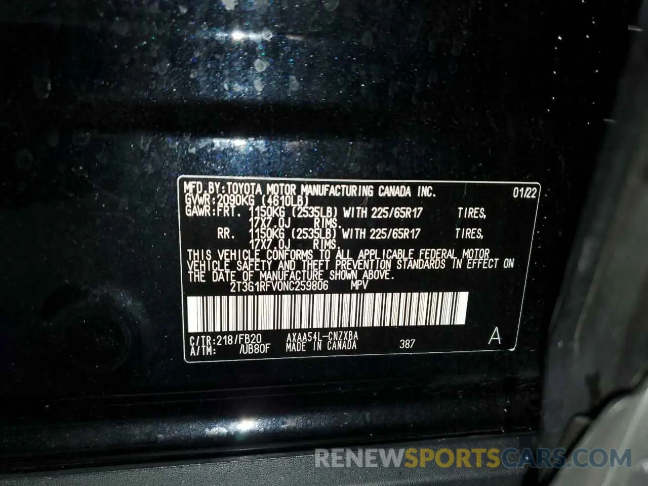 14 Photograph of a damaged car 2T3G1RFV0NC259806 TOYOTA RAV4 2022