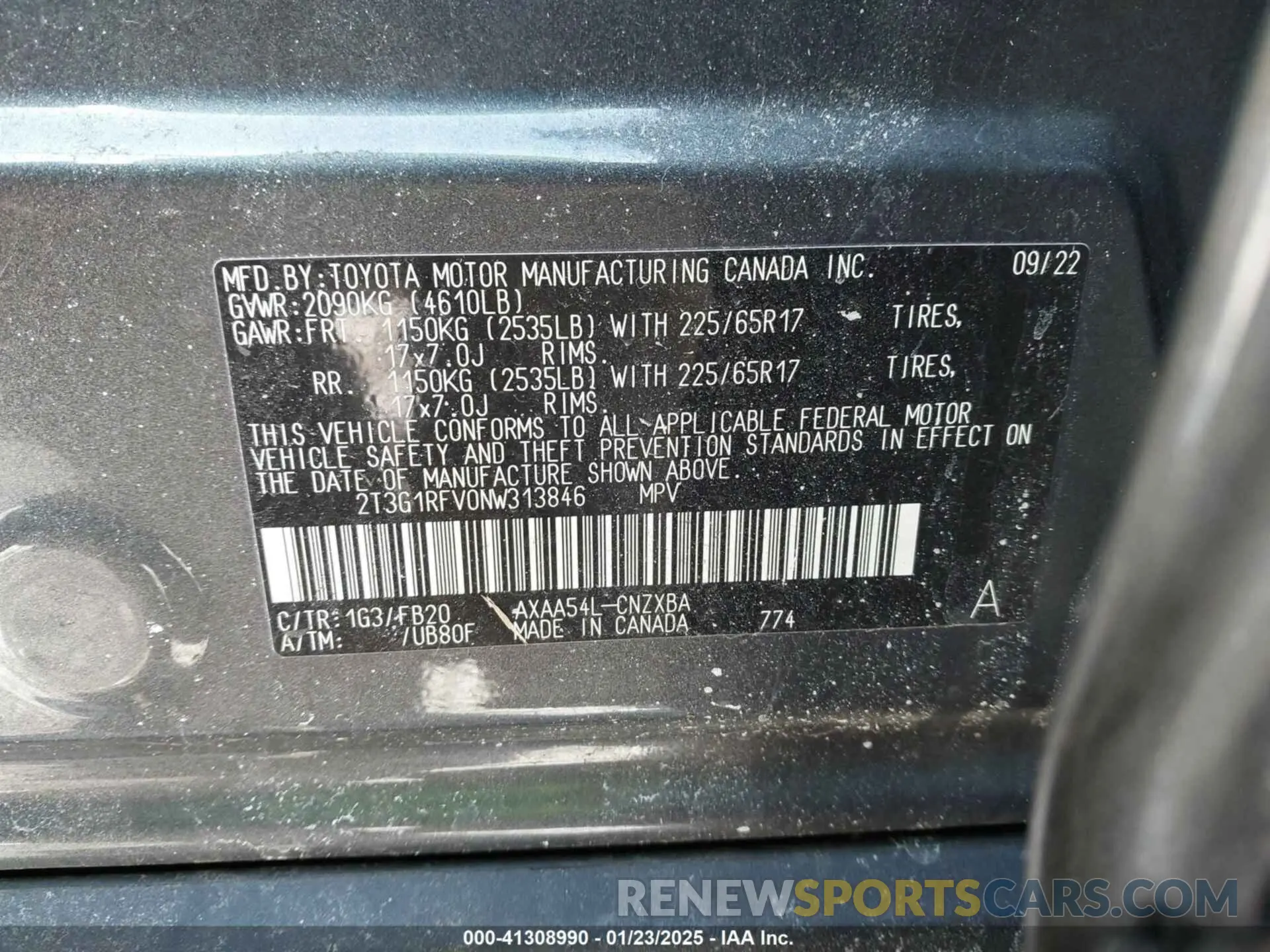 9 Photograph of a damaged car 2T3G1RFV0NW313846 TOYOTA RAV4 2022