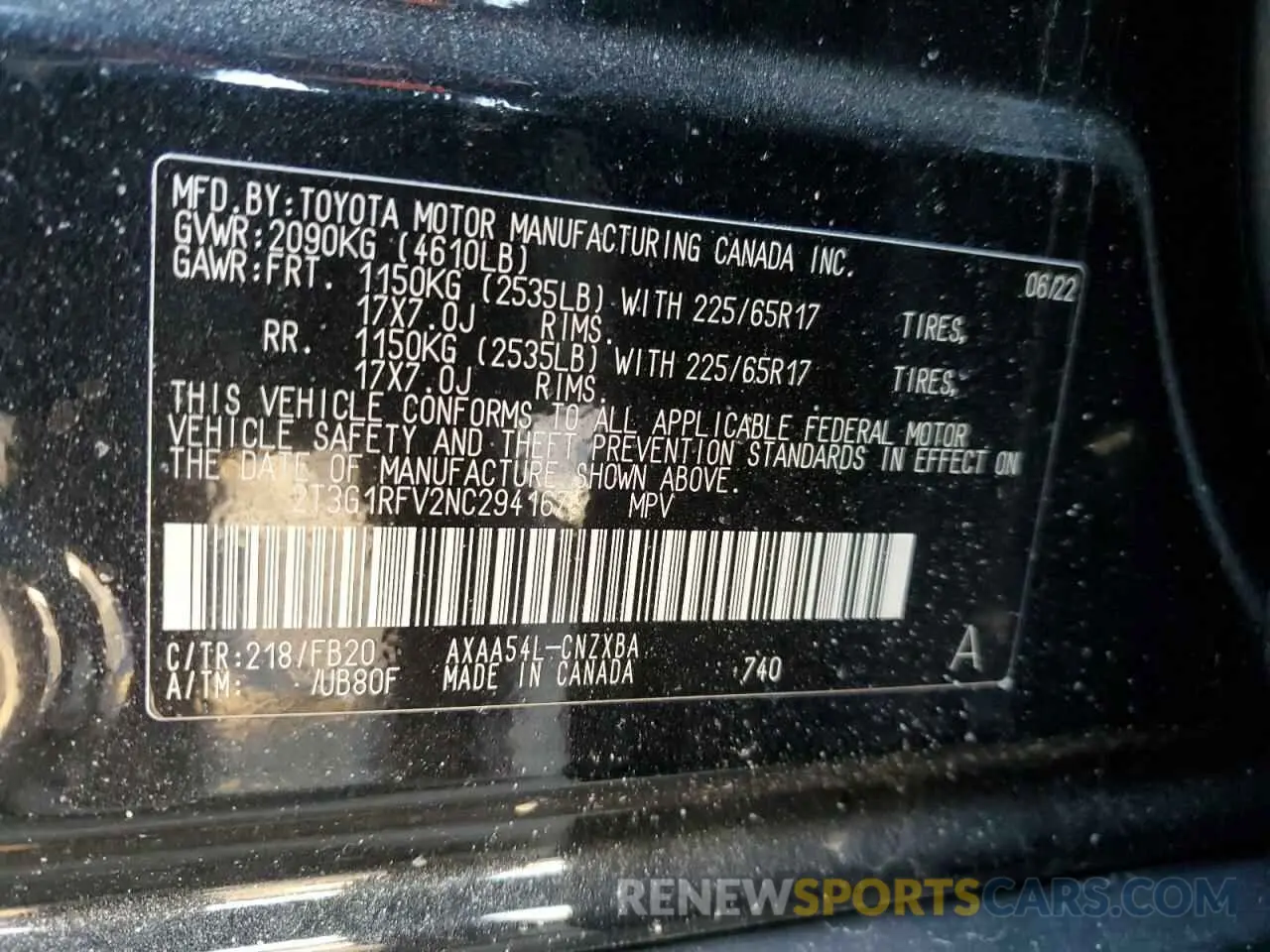 13 Photograph of a damaged car 2T3G1RFV2NC294167 TOYOTA RAV4 2022