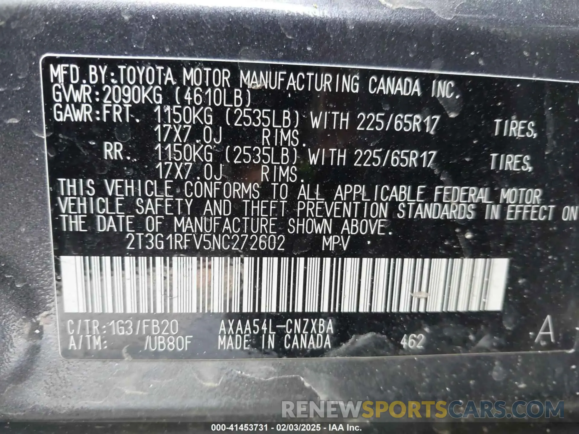 9 Photograph of a damaged car 2T3G1RFV5NC272602 TOYOTA RAV4 2022