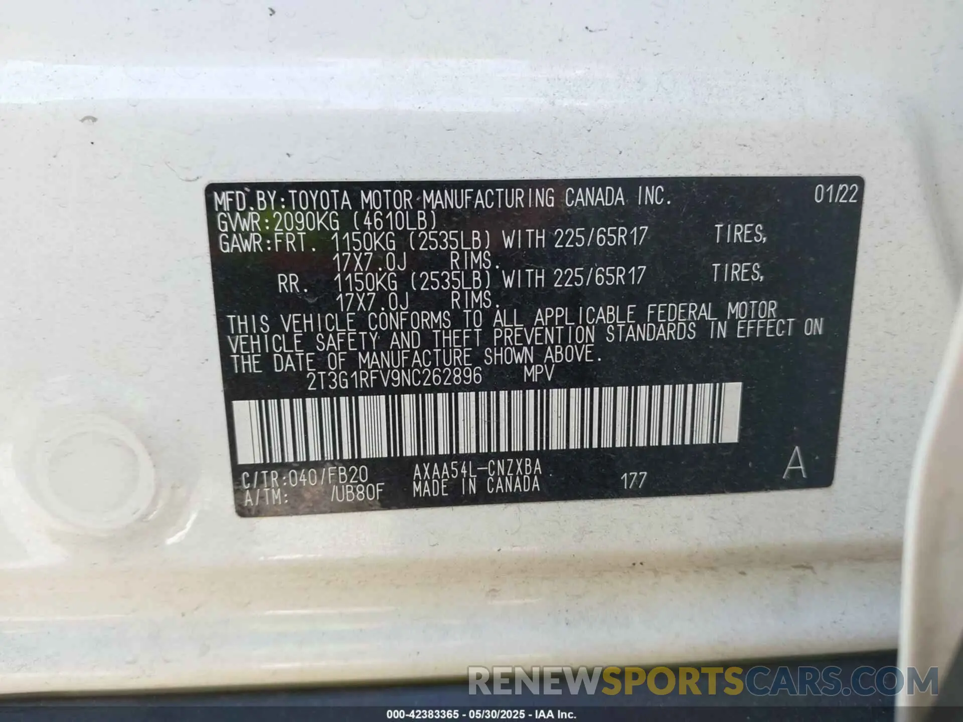 9 Photograph of a damaged car 2T3G1RFV9NC262896 TOYOTA RAV4 2022