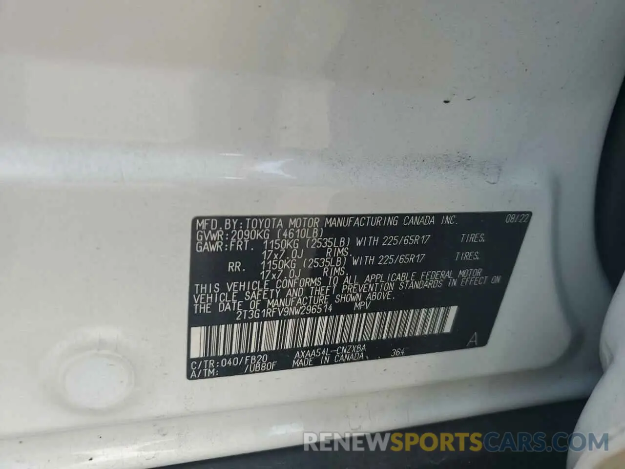 13 Photograph of a damaged car 2T3G1RFV9NW296514 TOYOTA RAV4 2022
