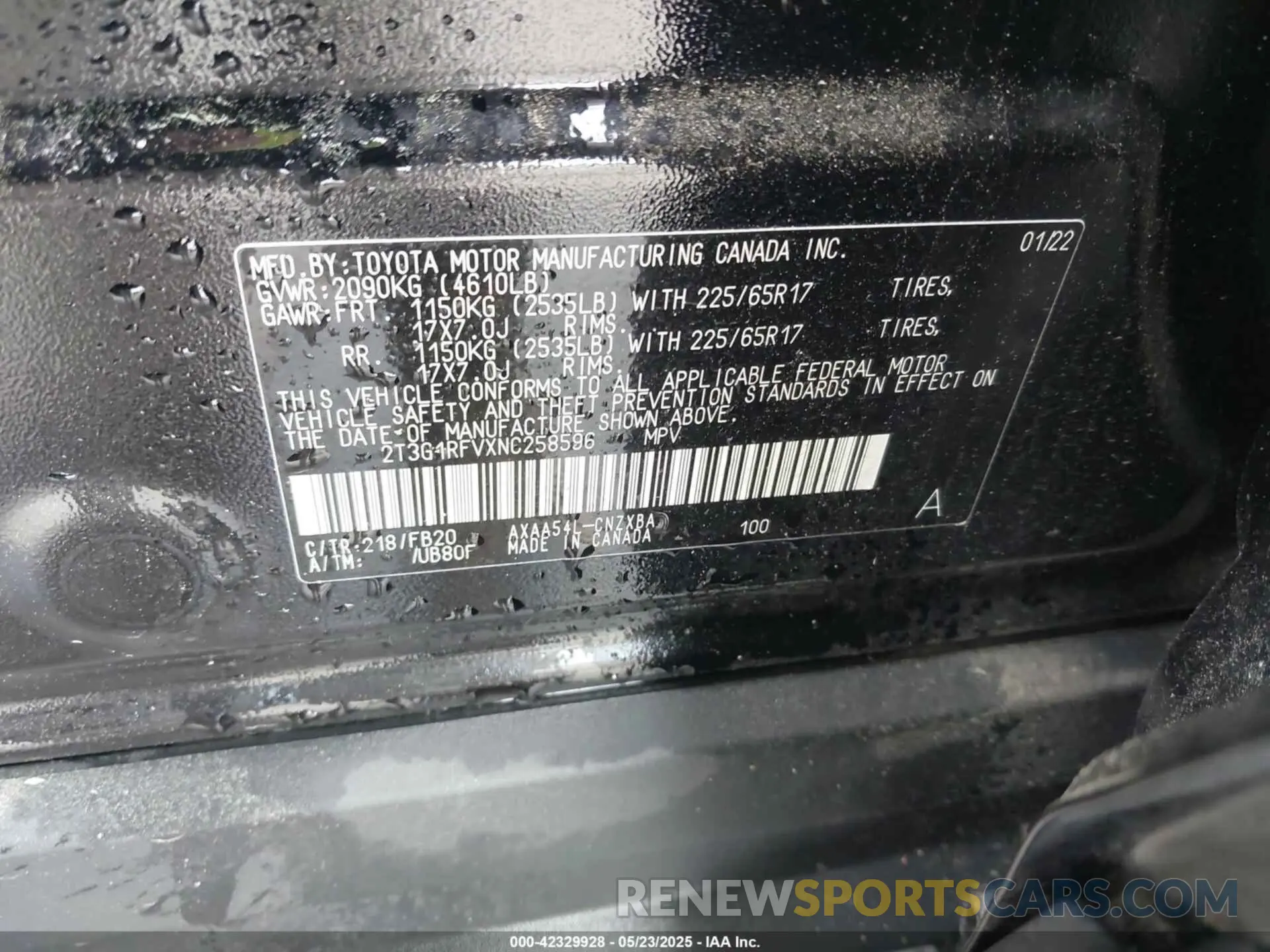 9 Photograph of a damaged car 2T3G1RFVXNC258596 TOYOTA RAV4 2022