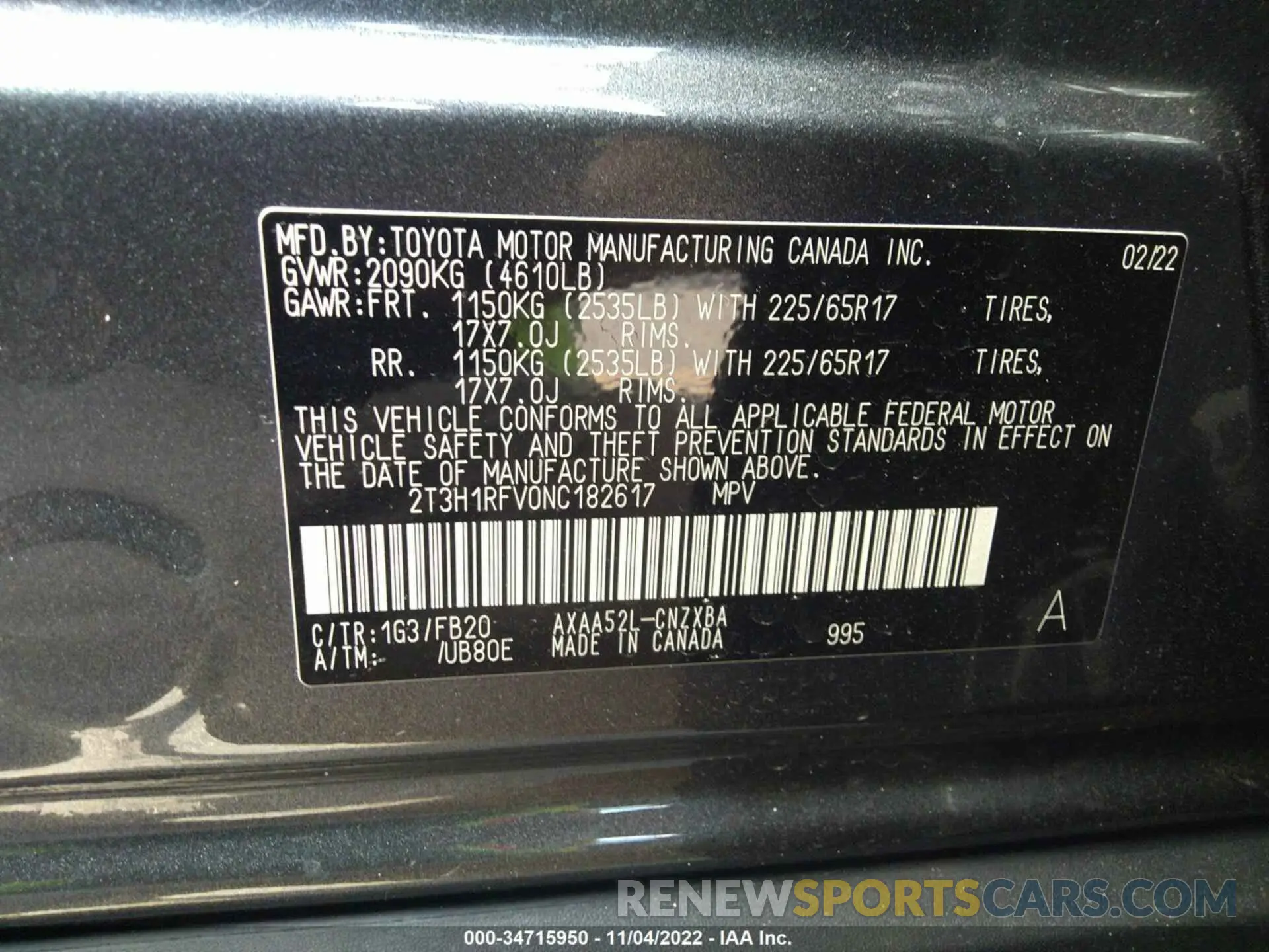 9 Photograph of a damaged car 2T3H1RFV0NC182617 TOYOTA RAV4 2022