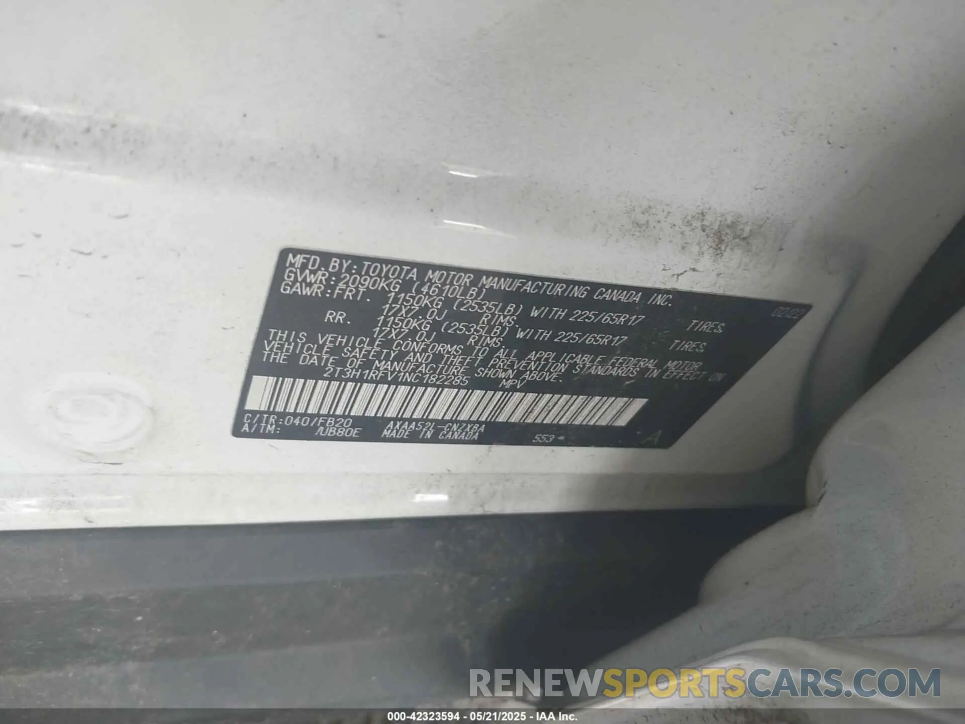 9 Photograph of a damaged car 2T3H1RFV1NC182285 TOYOTA RAV4 2022