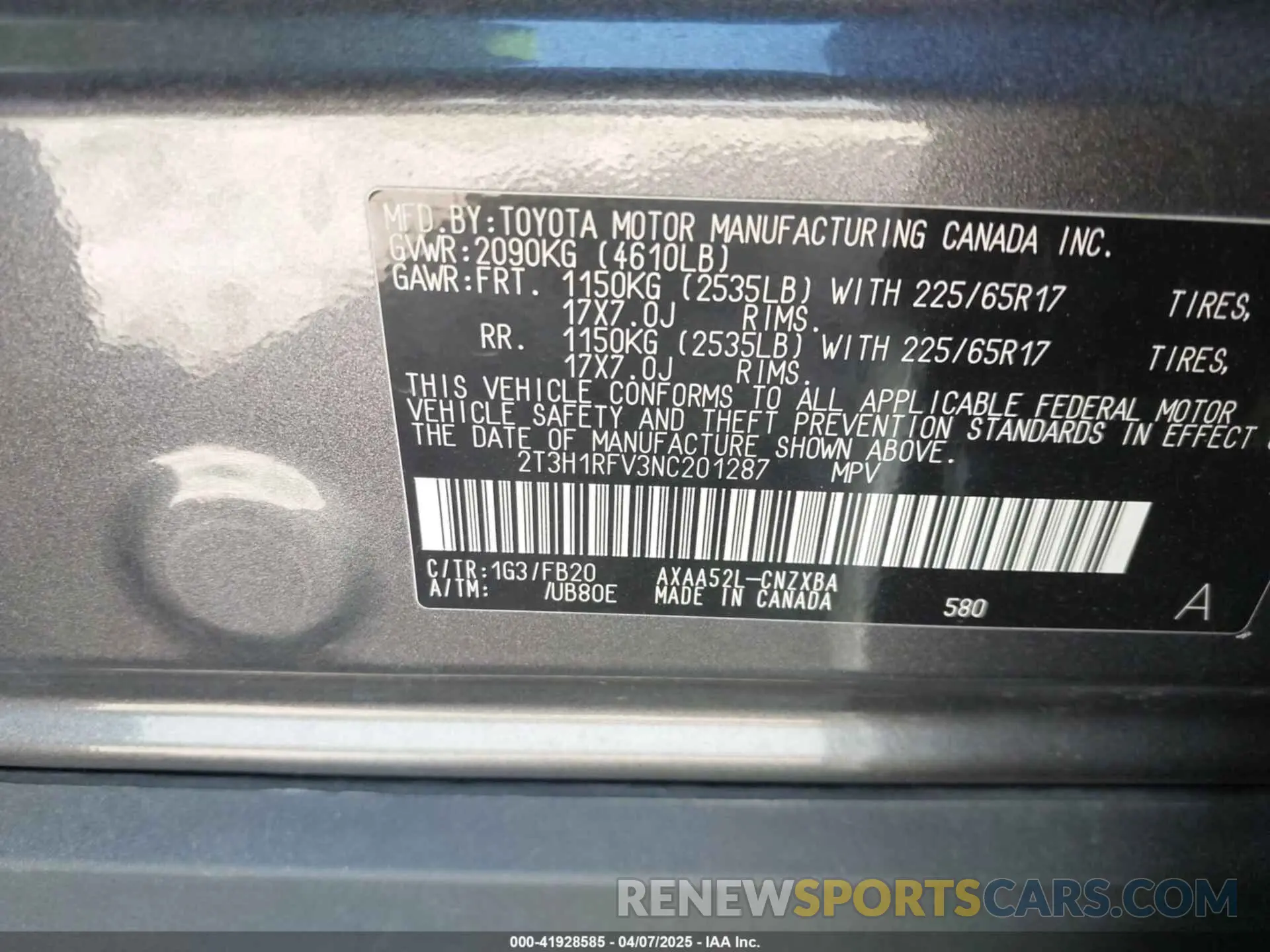 9 Photograph of a damaged car 2T3H1RFV3NC201287 TOYOTA RAV4 2022