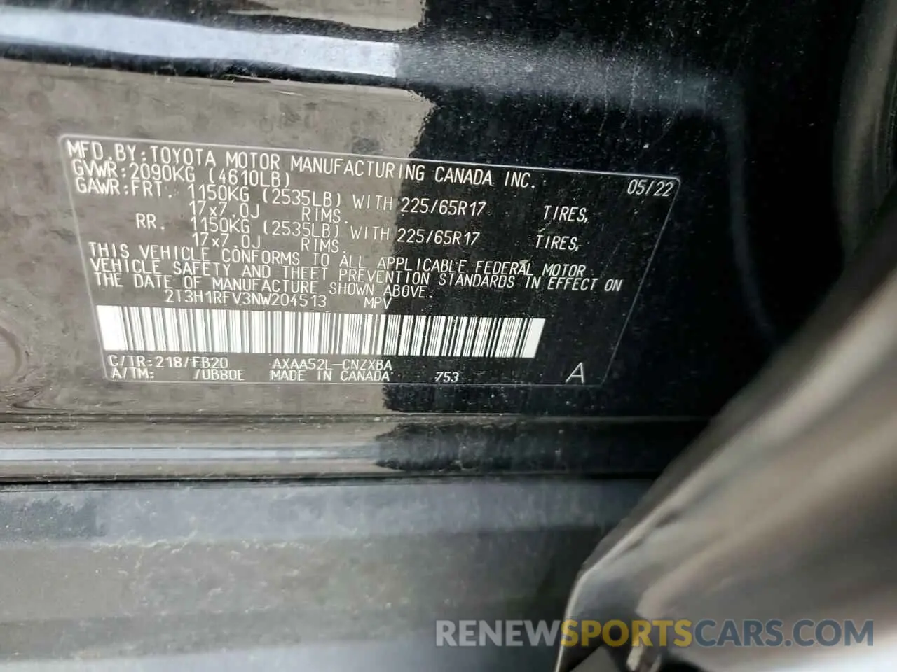 14 Photograph of a damaged car 2T3H1RFV3NW204513 TOYOTA RAV4 2022