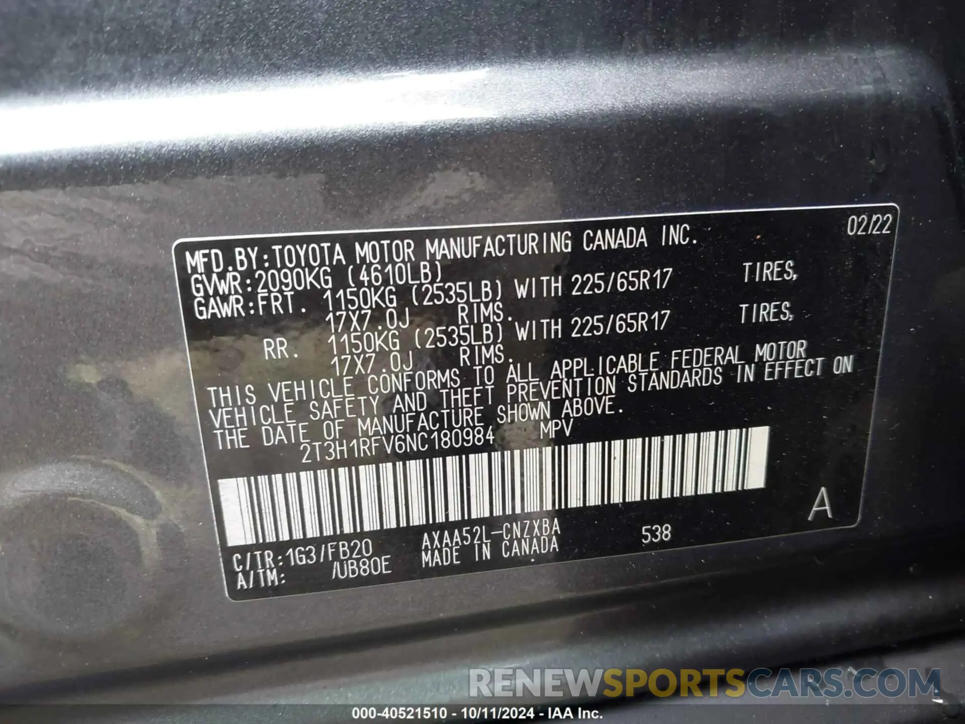 9 Photograph of a damaged car 2T3H1RFV6NC180984 TOYOTA RAV4 2022