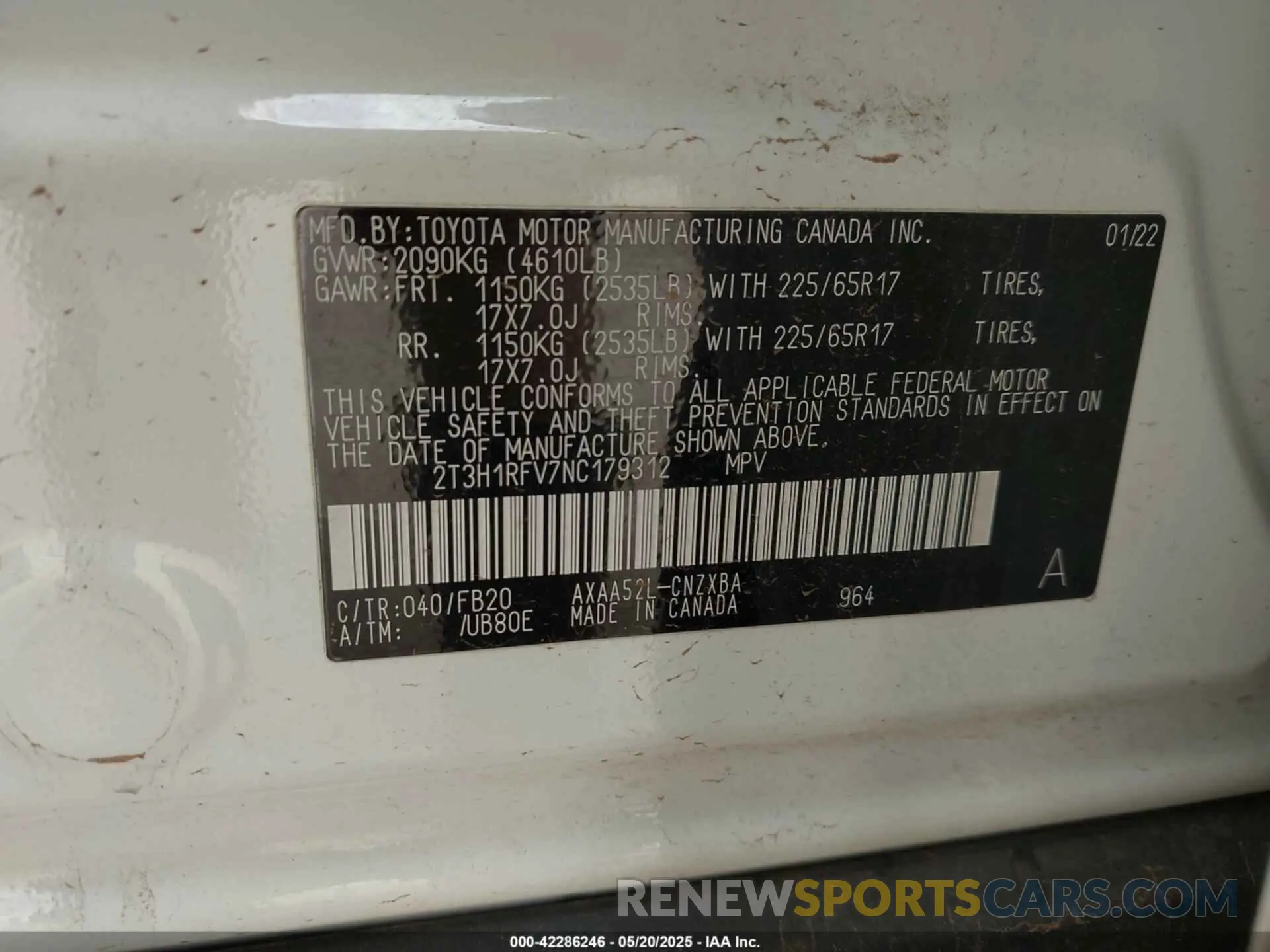 9 Photograph of a damaged car 2T3H1RFV7NC179312 TOYOTA RAV4 2022