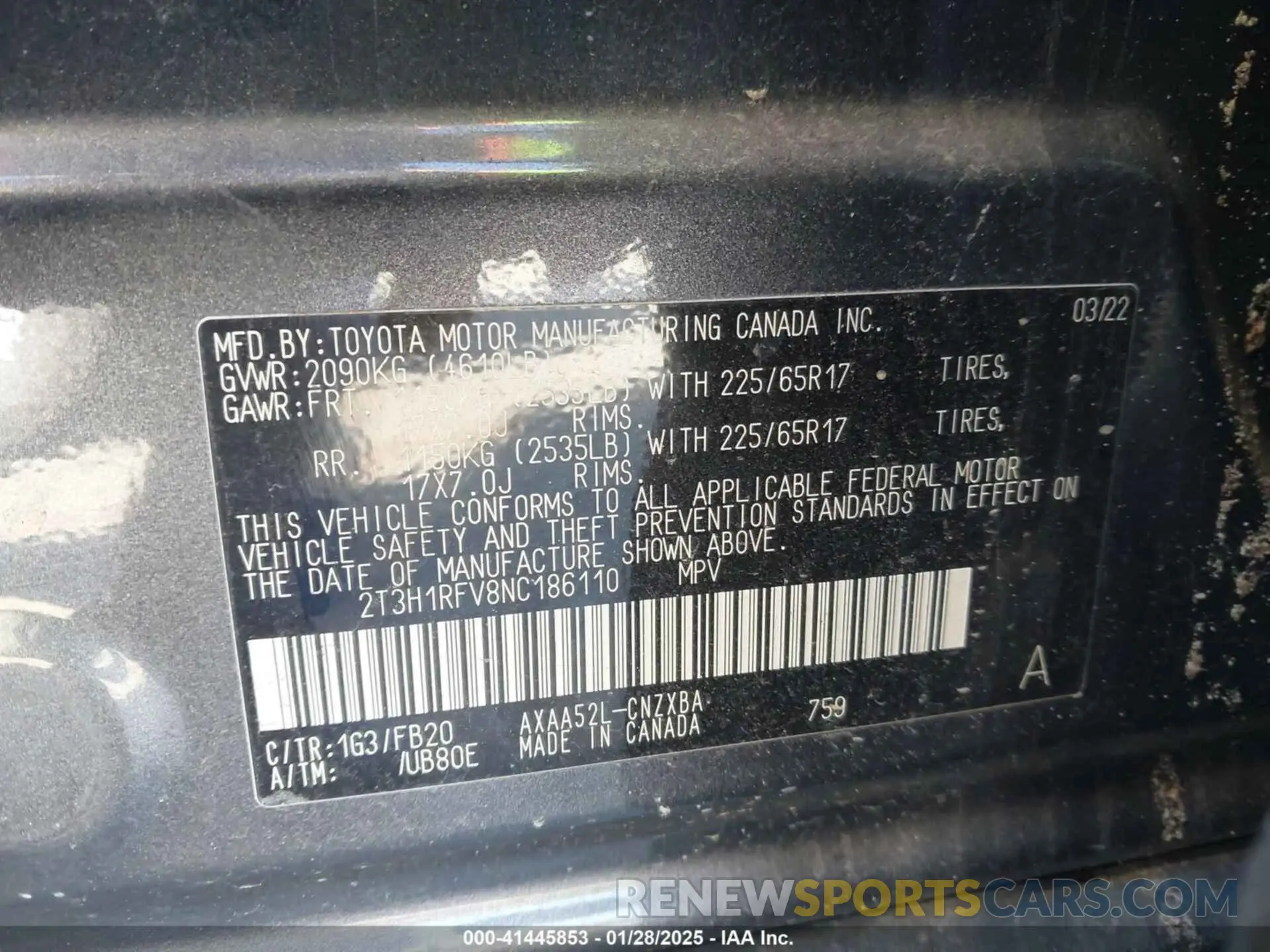 9 Photograph of a damaged car 2T3H1RFV8NC186110 TOYOTA RAV4 2022