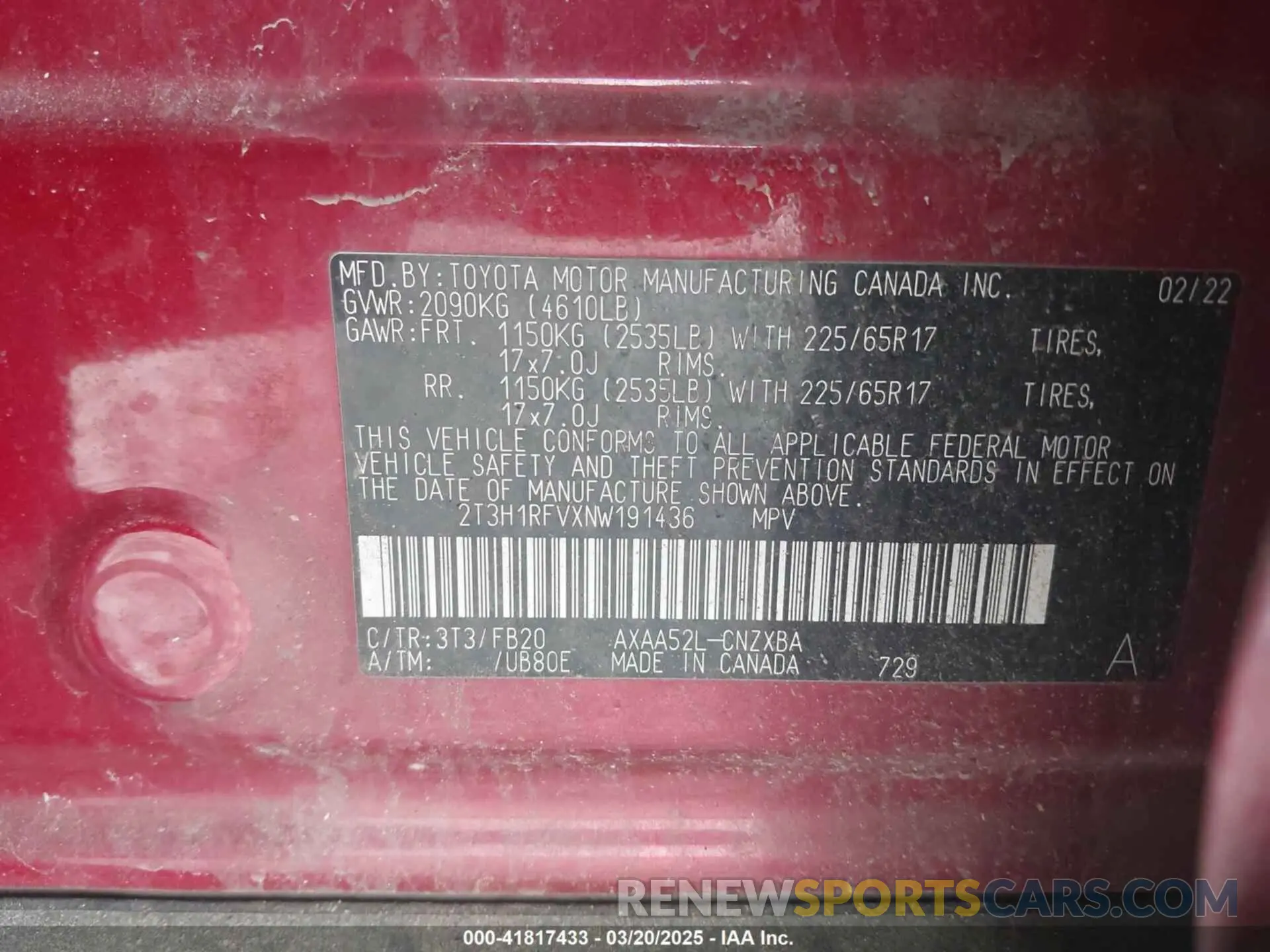 9 Photograph of a damaged car 2T3H1RFVXNW191436 TOYOTA RAV4 2022
