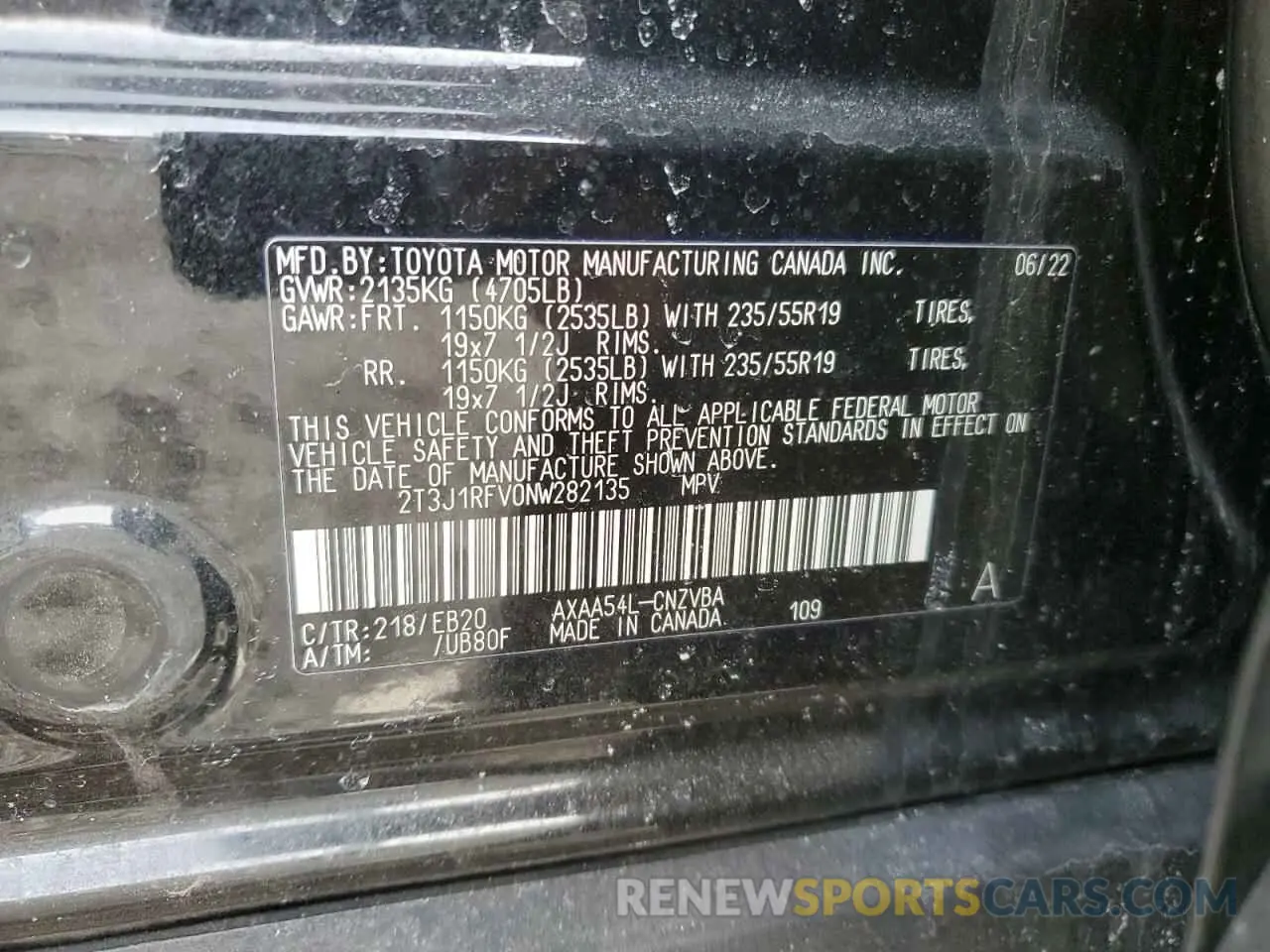 15 Photograph of a damaged car 2T3J1RFV0NW282135 TOYOTA RAV4 2022