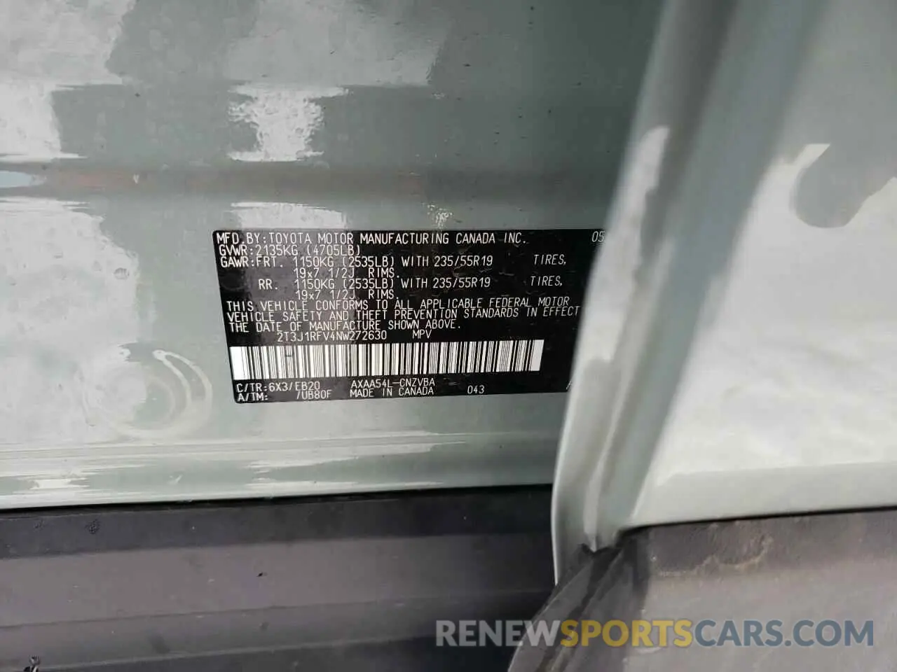 13 Photograph of a damaged car 2T3J1RFV4NW272630 TOYOTA RAV4 2022