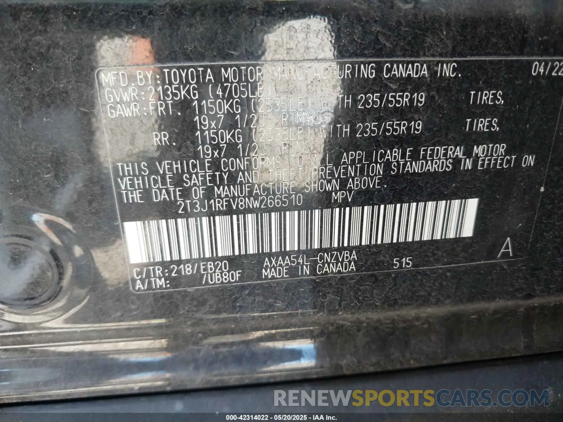 9 Photograph of a damaged car 2T3J1RFV8NW266510 TOYOTA RAV4 2022