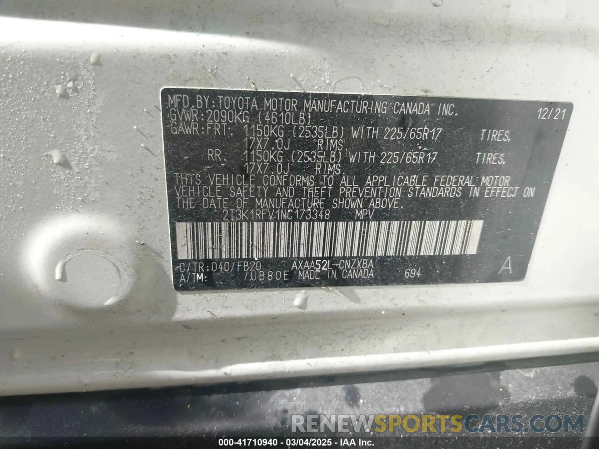 9 Photograph of a damaged car 2T3K1RFV1NC173348 TOYOTA RAV4 2022