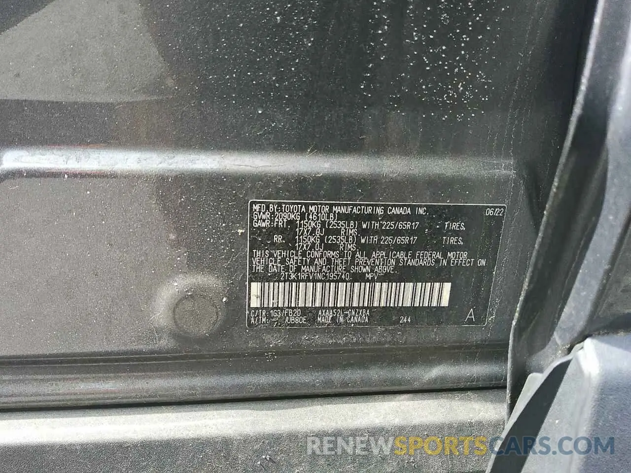 14 Photograph of a damaged car 2T3K1RFV1NC195740 TOYOTA RAV4 2022