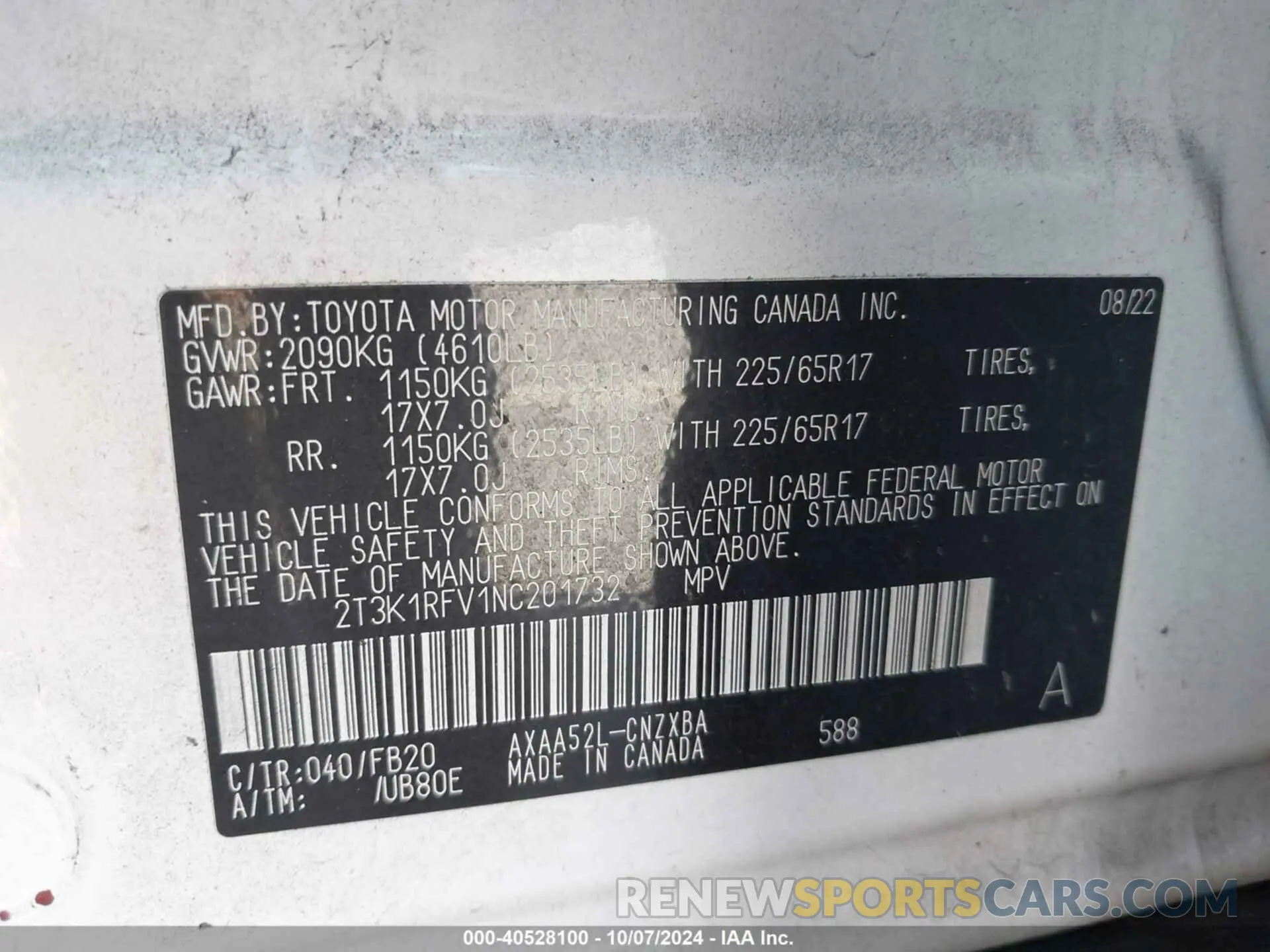 9 Photograph of a damaged car 2T3K1RFV1NC201732 TOYOTA RAV4 2022