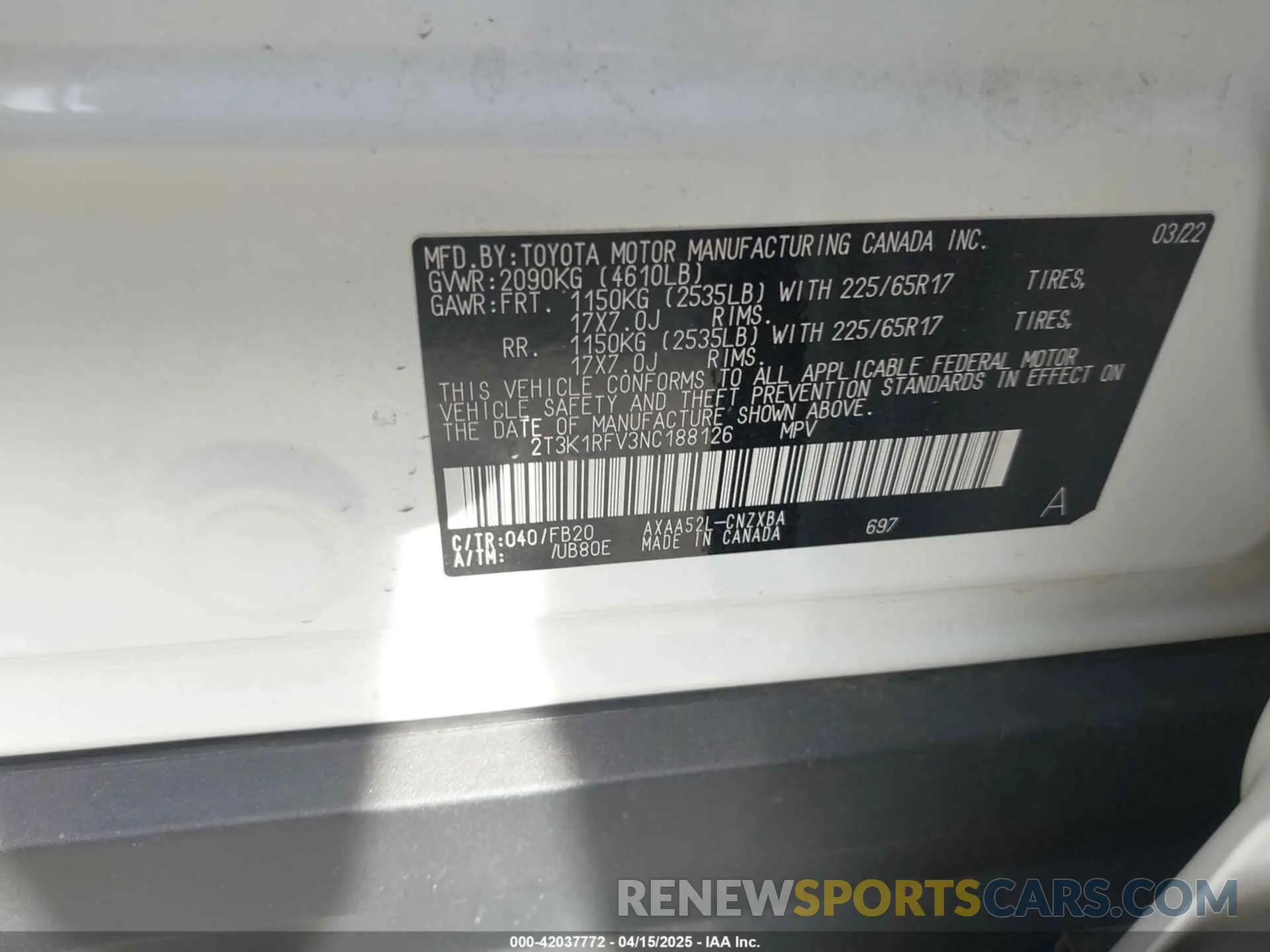 9 Photograph of a damaged car 2T3K1RFV3NC188126 TOYOTA RAV4 2022