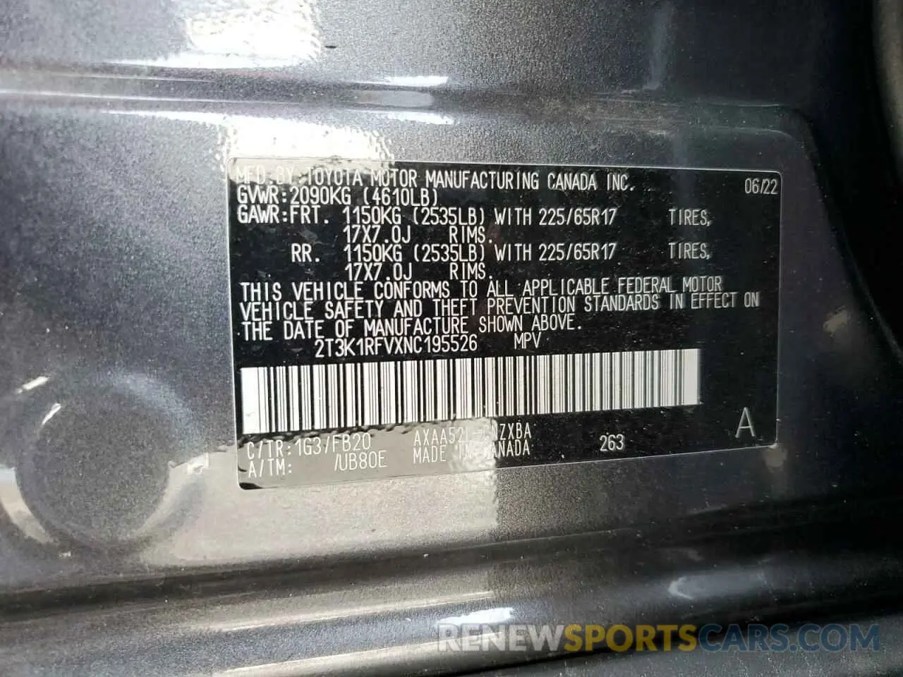 13 Photograph of a damaged car 2T3K1RFVXNC195526 TOYOTA RAV4 2022