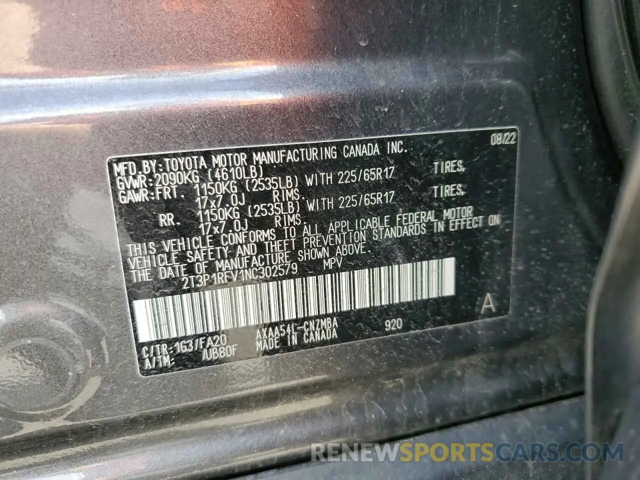 15 Photograph of a damaged car 2T3P1RFV1NC302579 TOYOTA RAV4 2022