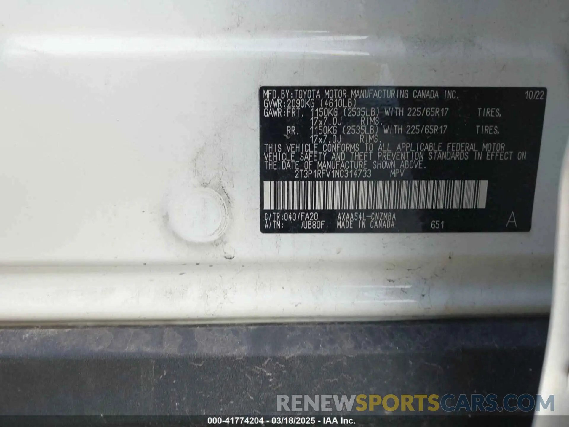 9 Photograph of a damaged car 2T3P1RFV1NC314733 TOYOTA RAV4 2022