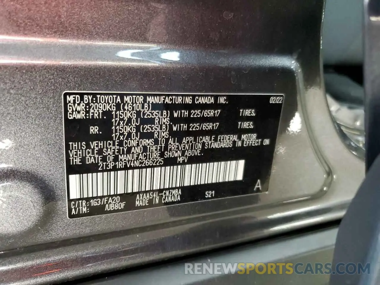 13 Photograph of a damaged car 2T3P1RFV4NC266225 TOYOTA RAV4 2022
