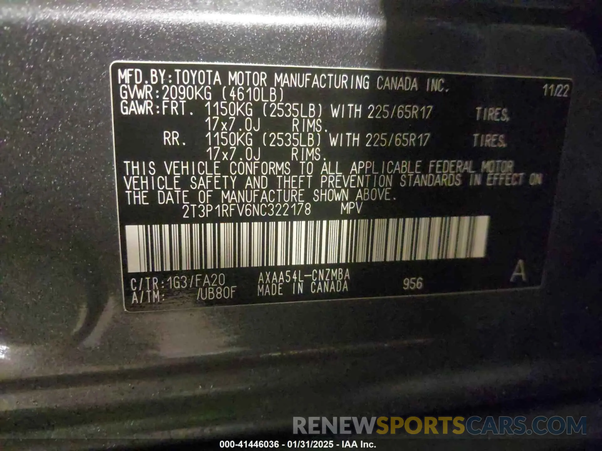 9 Photograph of a damaged car 2T3P1RFV6NC322178 TOYOTA RAV4 2022