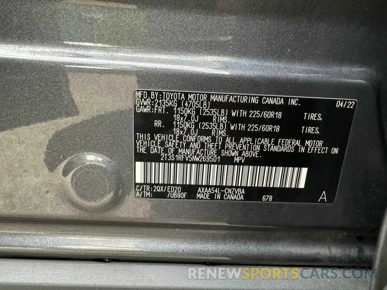 10 Photograph of a damaged car 2T3S1RFV5NW269501 TOYOTA RAV4 2022