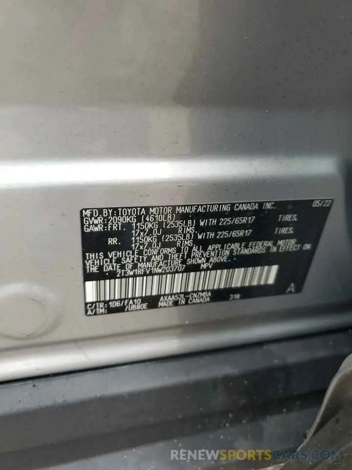 14 Photograph of a damaged car 2T3W1RFV1NW203707 TOYOTA RAV4 2022