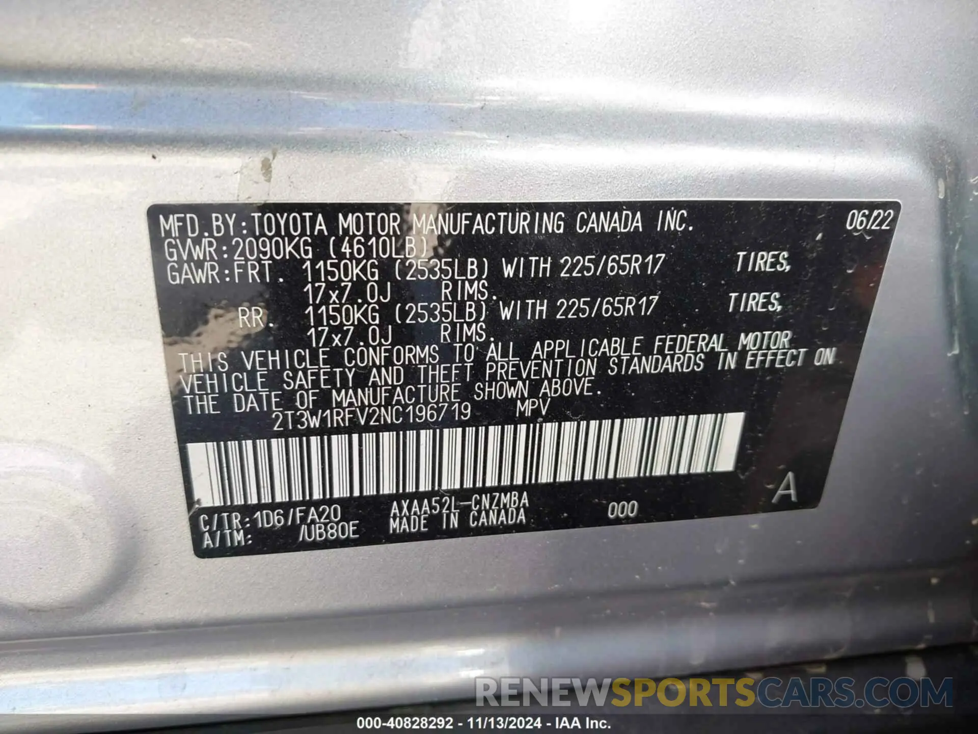 9 Photograph of a damaged car 2T3W1RFV2NC196719 TOYOTA RAV4 2022