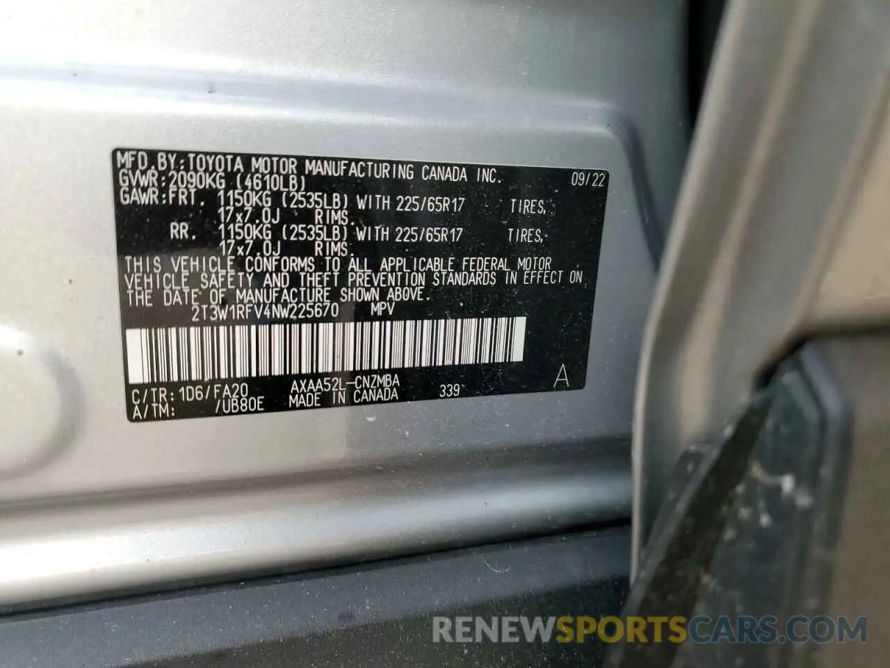 16 Photograph of a damaged car 2T3W1RFV4NW225670 TOYOTA RAV4 2022