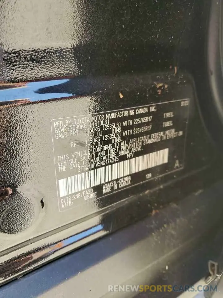 14 Photograph of a damaged car 2T3W1RFV5NC174245 TOYOTA RAV4 2022
