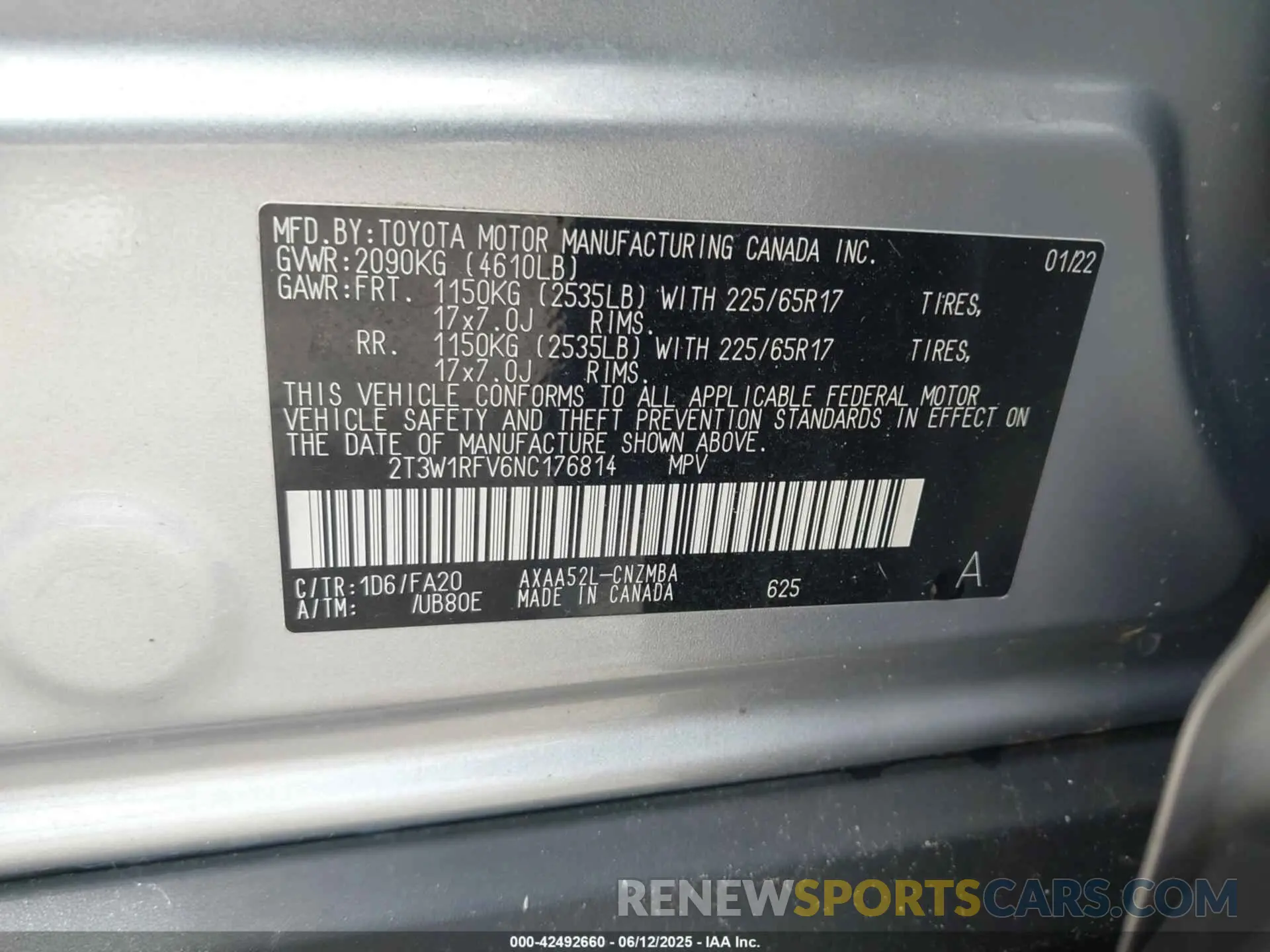 9 Photograph of a damaged car 2T3W1RFV6NC176814 TOYOTA RAV4 2022