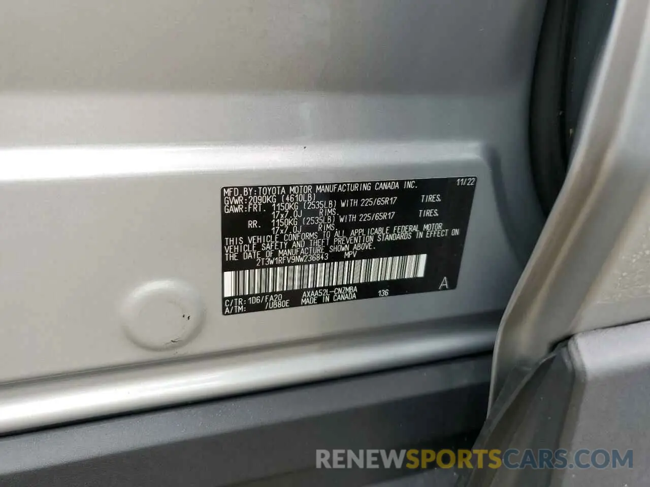 14 Photograph of a damaged car 2T3W1RFV9NW236843 TOYOTA RAV4 2022